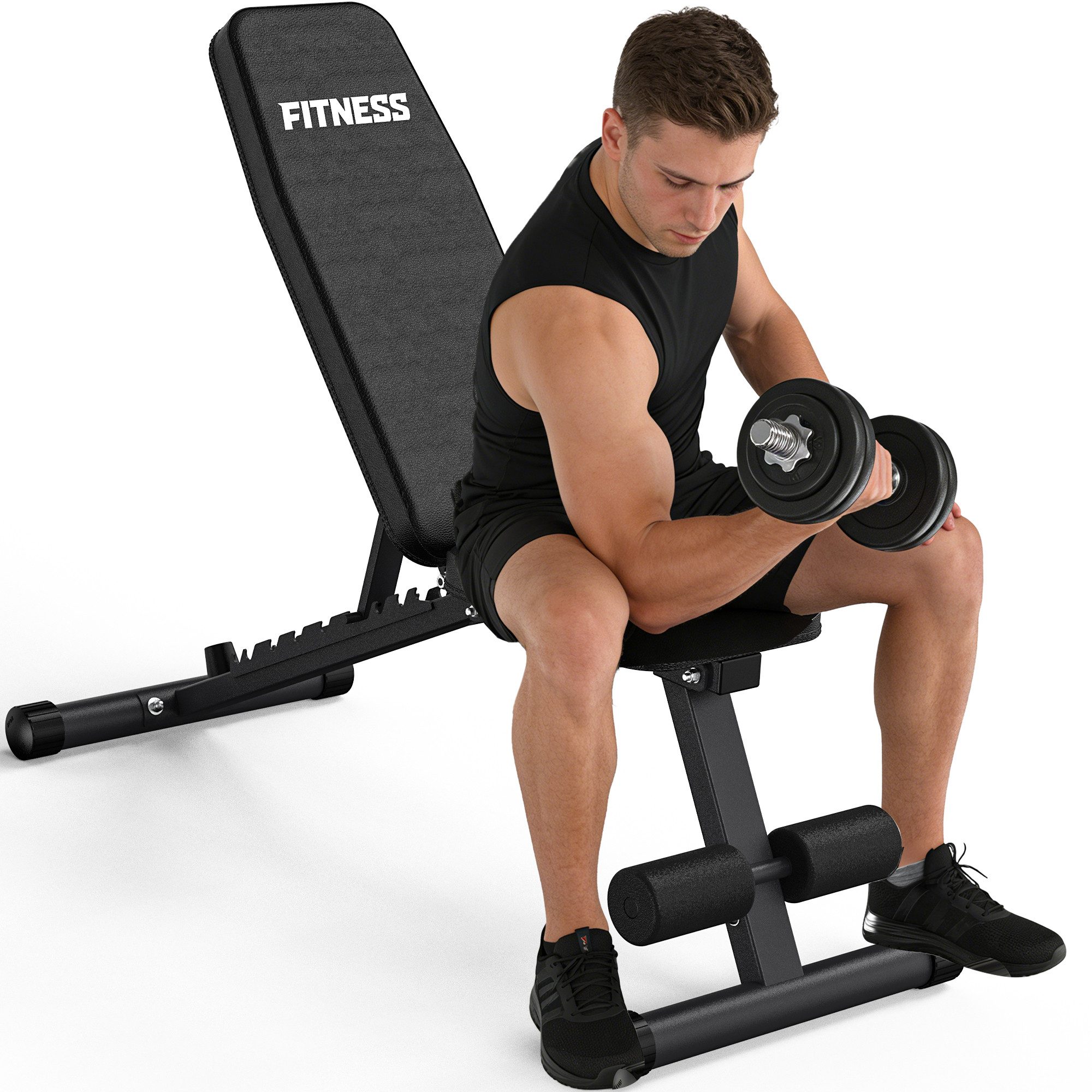 VOWVIT Hantelbank Faltbare Hantelbank für das Home-Gym, platzsparend klappbar, (ohne Kopfstütze), 500 kg Belastbarkeit, 9 Neigungsstufen