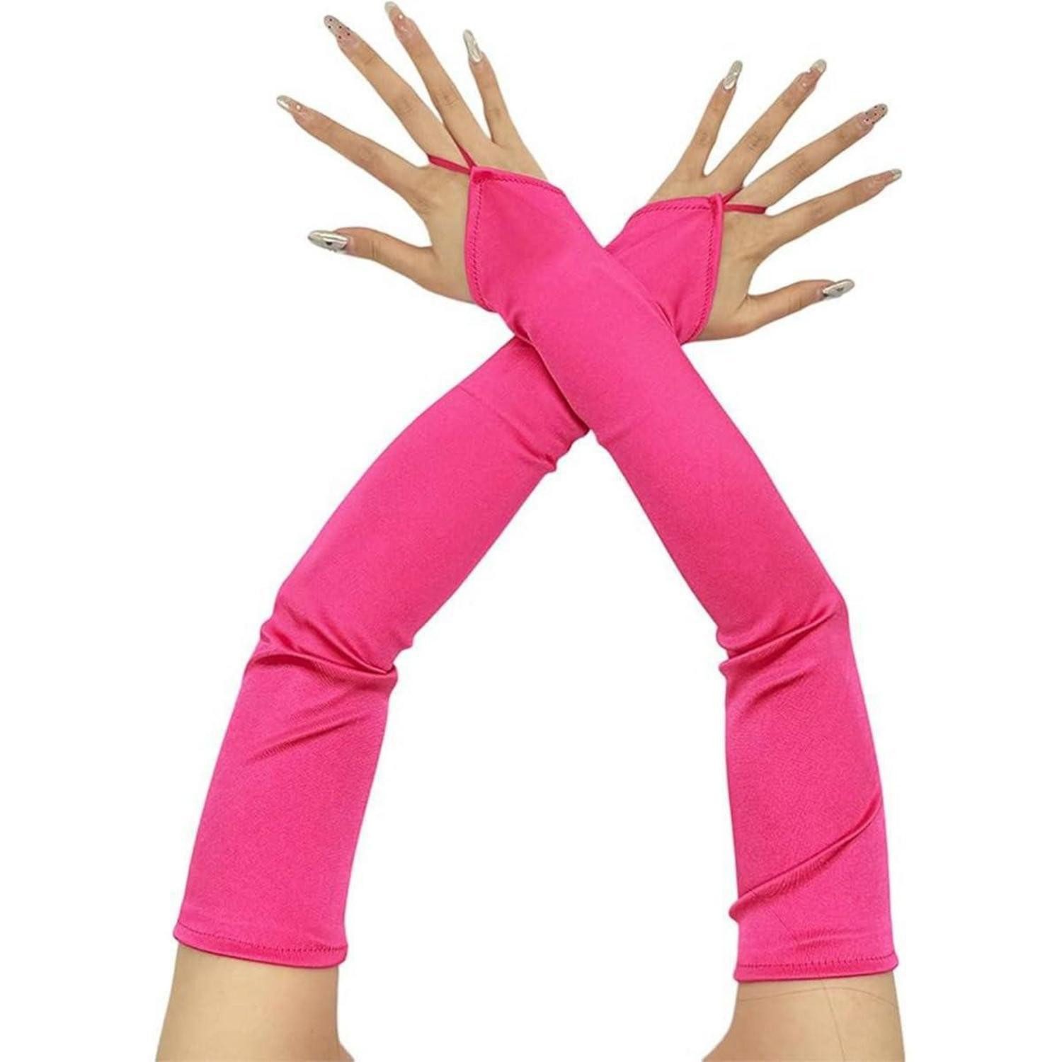 LuxusKollektion Kostüm Handschuhe Damen Satin Elegant 50cm Rosenrot