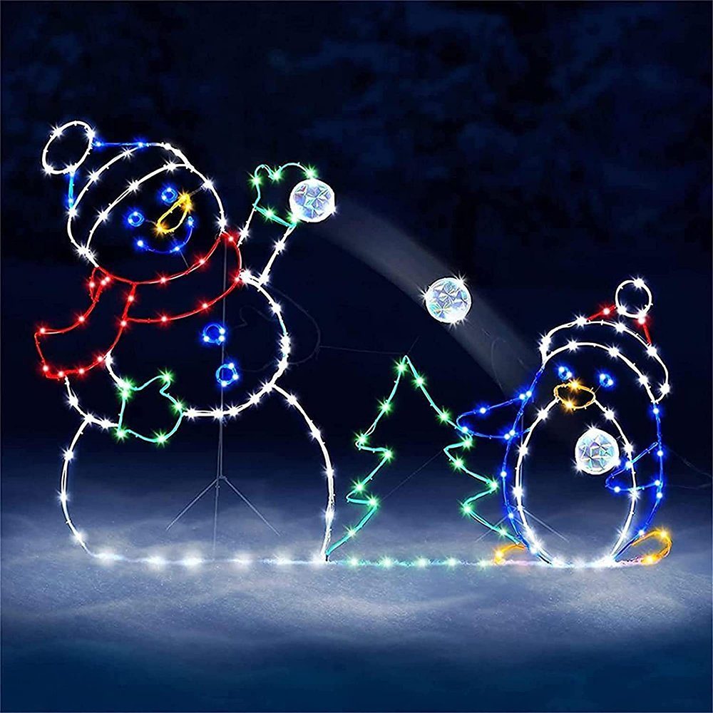 GelldG Weihnachtsfigur LED Schneemann Weihnachtsbeleuchtung Außen  Weihnachtsdeko