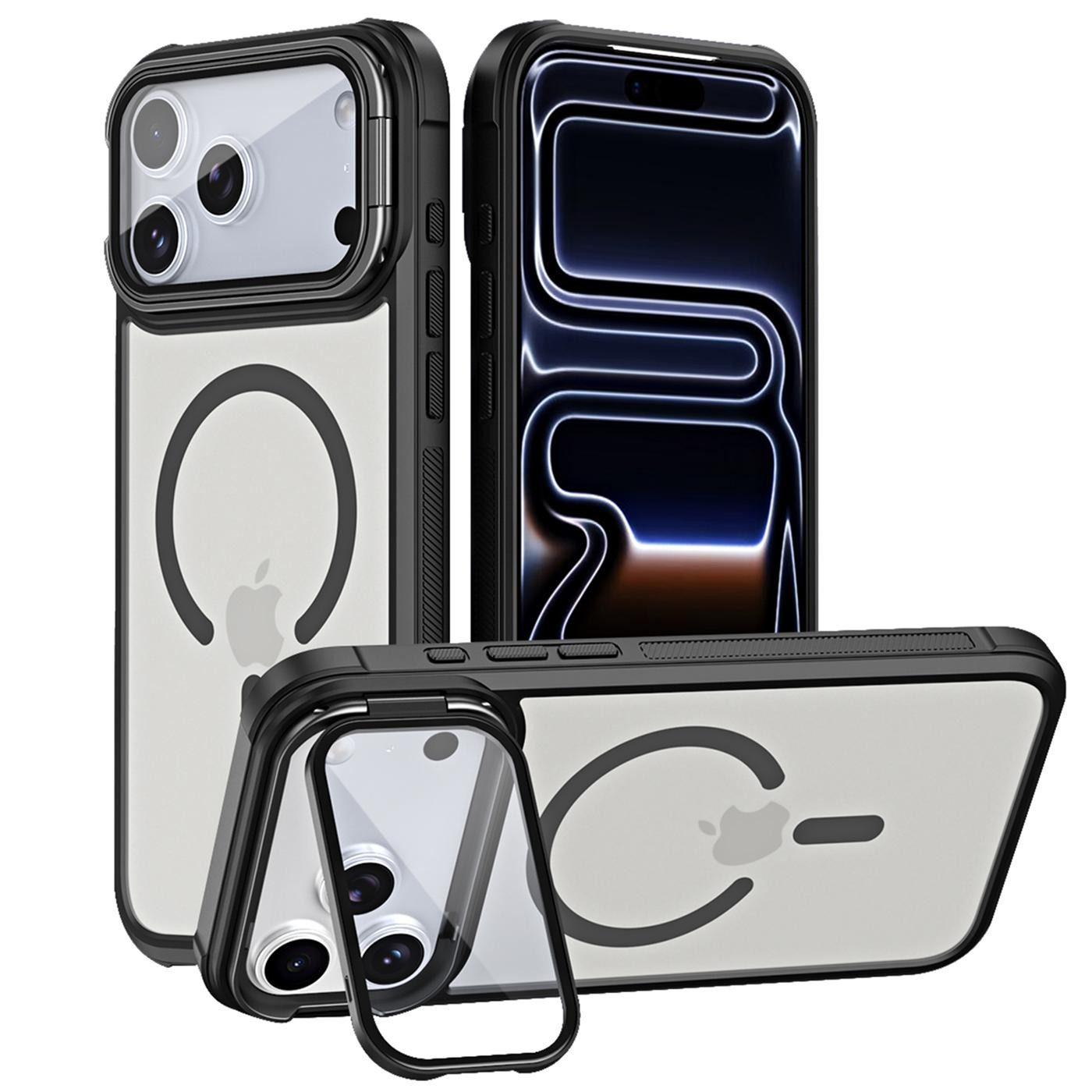 CoolGadget Handyhülle Hybrid CAM Handy Hülle für Apple iPhone 17 Pro Max 6,9 Zoll, Kameraschutzglas klappbar Schutzhülle Metallring für Magsafe Zubehör