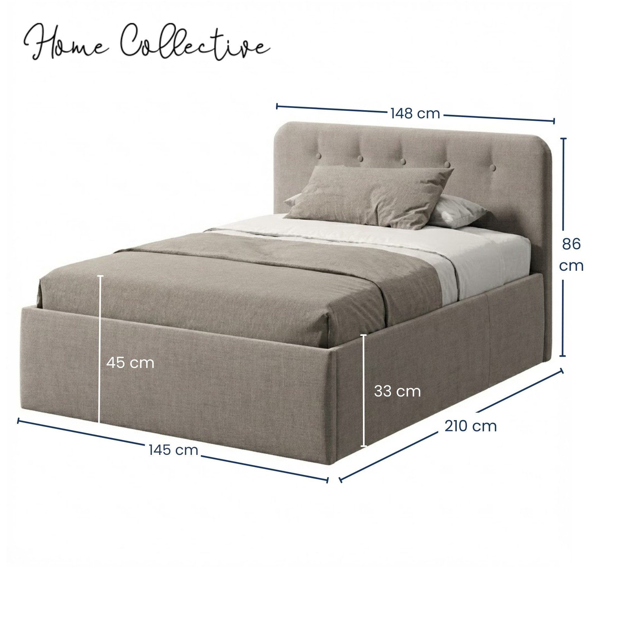 Home Collective Polsterbett Bett mit Stauraum, verstellbarem Lattenrost, viele Größen (Größen: 100x200 120x200 140x200 160x200 180x200 200x200, hochwertiger Str – Bild 2 von 5