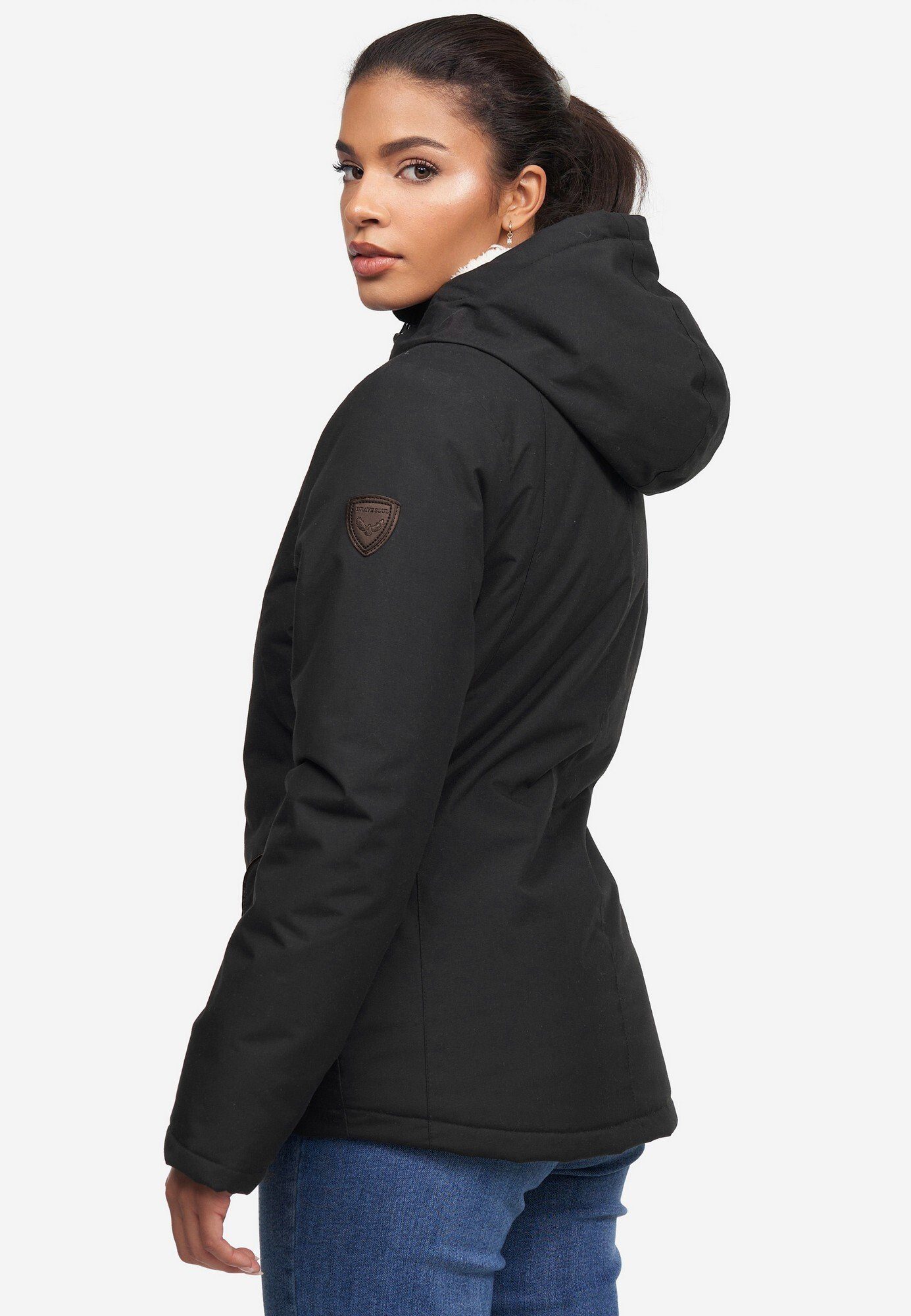 für Damen, Winterjacke Teddyfell Josy mit schwarz Soul Brave