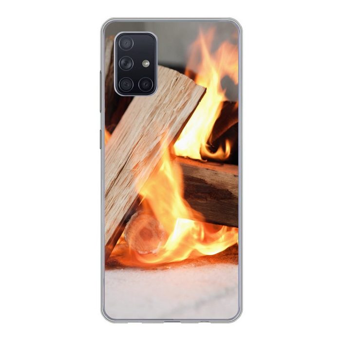 MuchoWow Handyhülle Holzverbrennung am offenen Feuer Handyhülle Samsung Galaxy A51 5G Smartphone-Bumper Print Handy