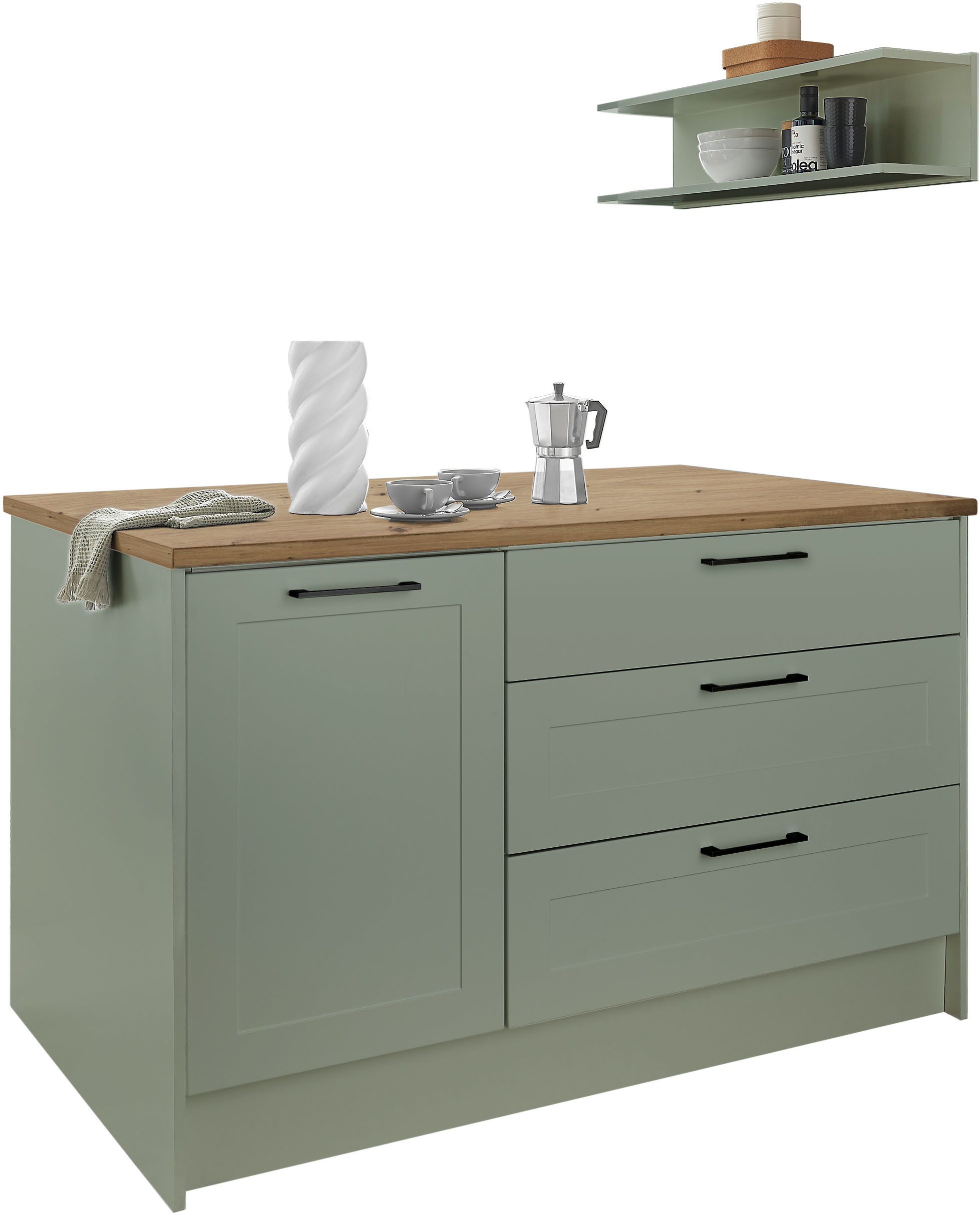 BASIC by Balculina Kücheninsel "Marsi", Breite 145 cm, Türen und Schubkäste günstig online kaufen