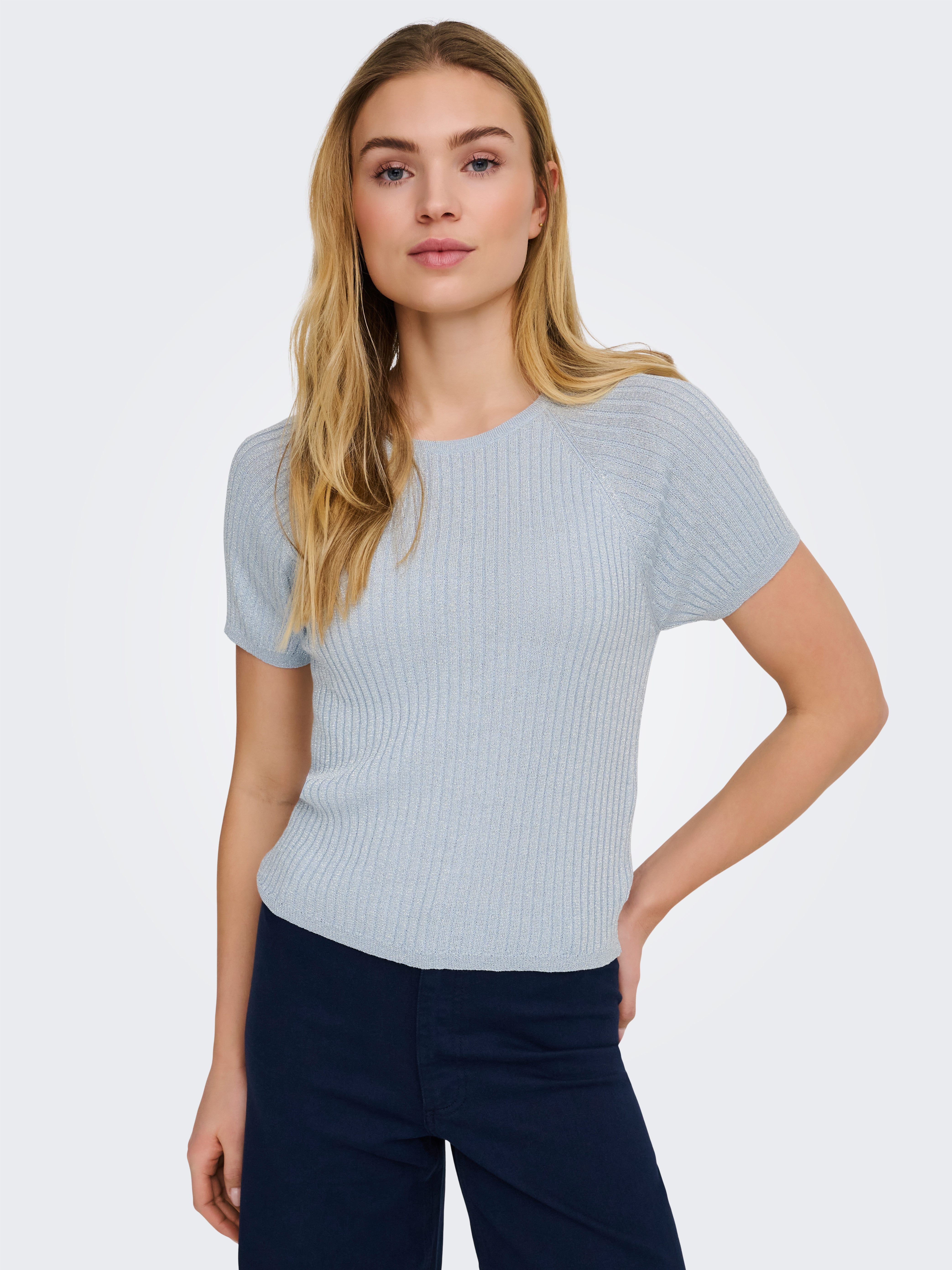 JDY Kurzarmpullover JDYBODILLA S/S GLITTER PULLOVER KNT NOOS mit Glitzer-Effekt