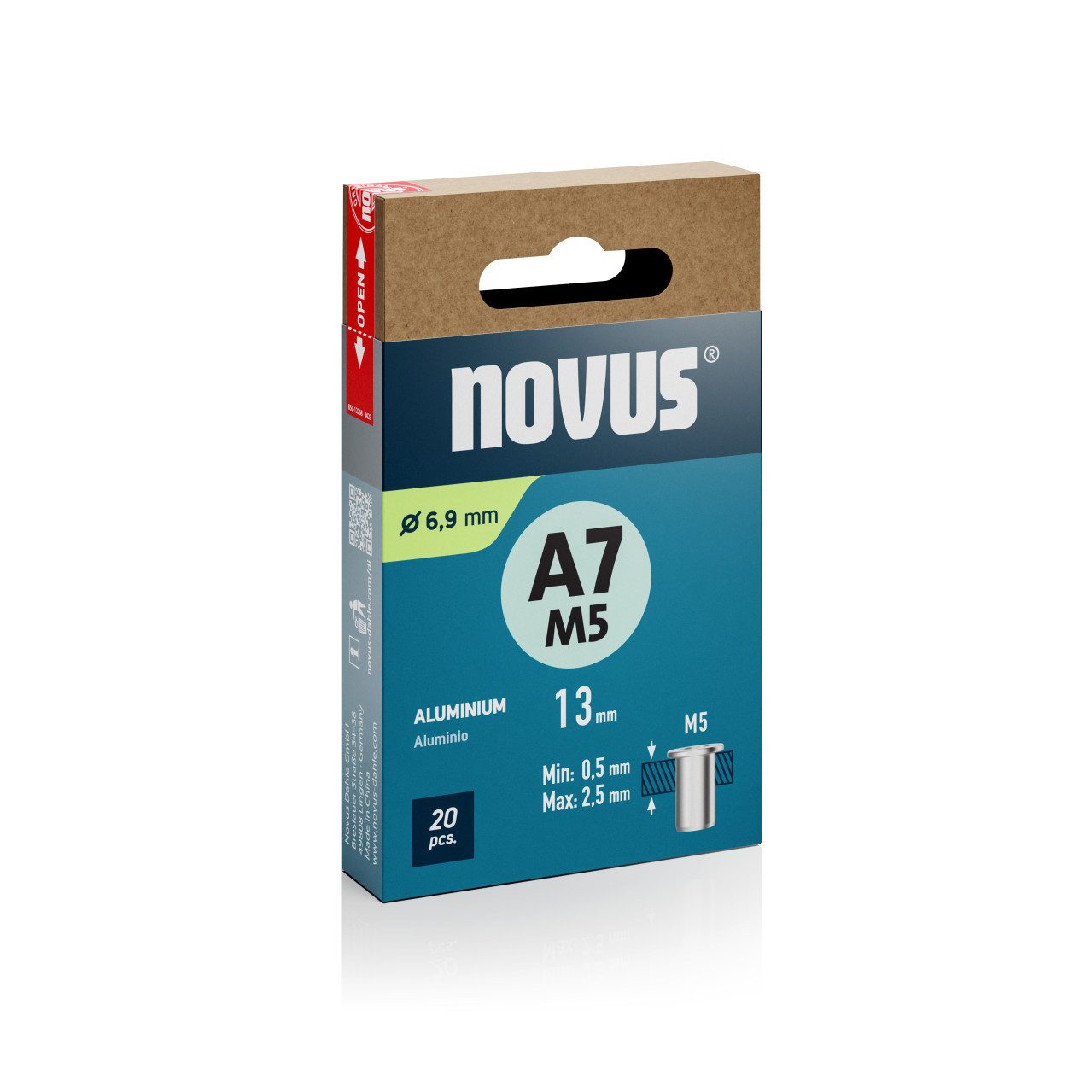 NOVUS Blindnietzange Novus Blindnietmuttern Typ M5 x 13 mm Aluminium