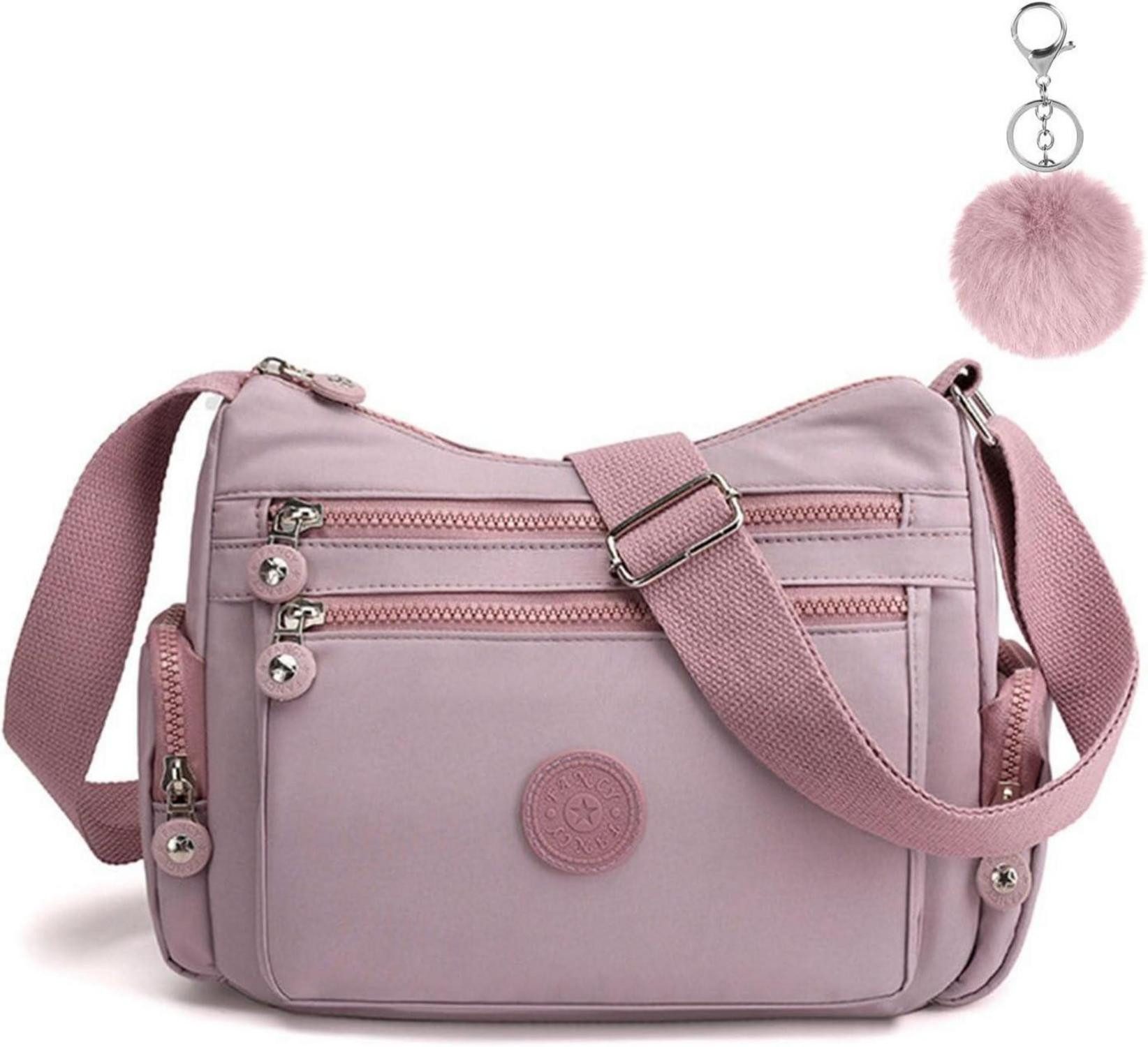 Schultertasche Umhängetasche Damen Nylon Multi Pocket Rucksack, Crossbody Bag Große