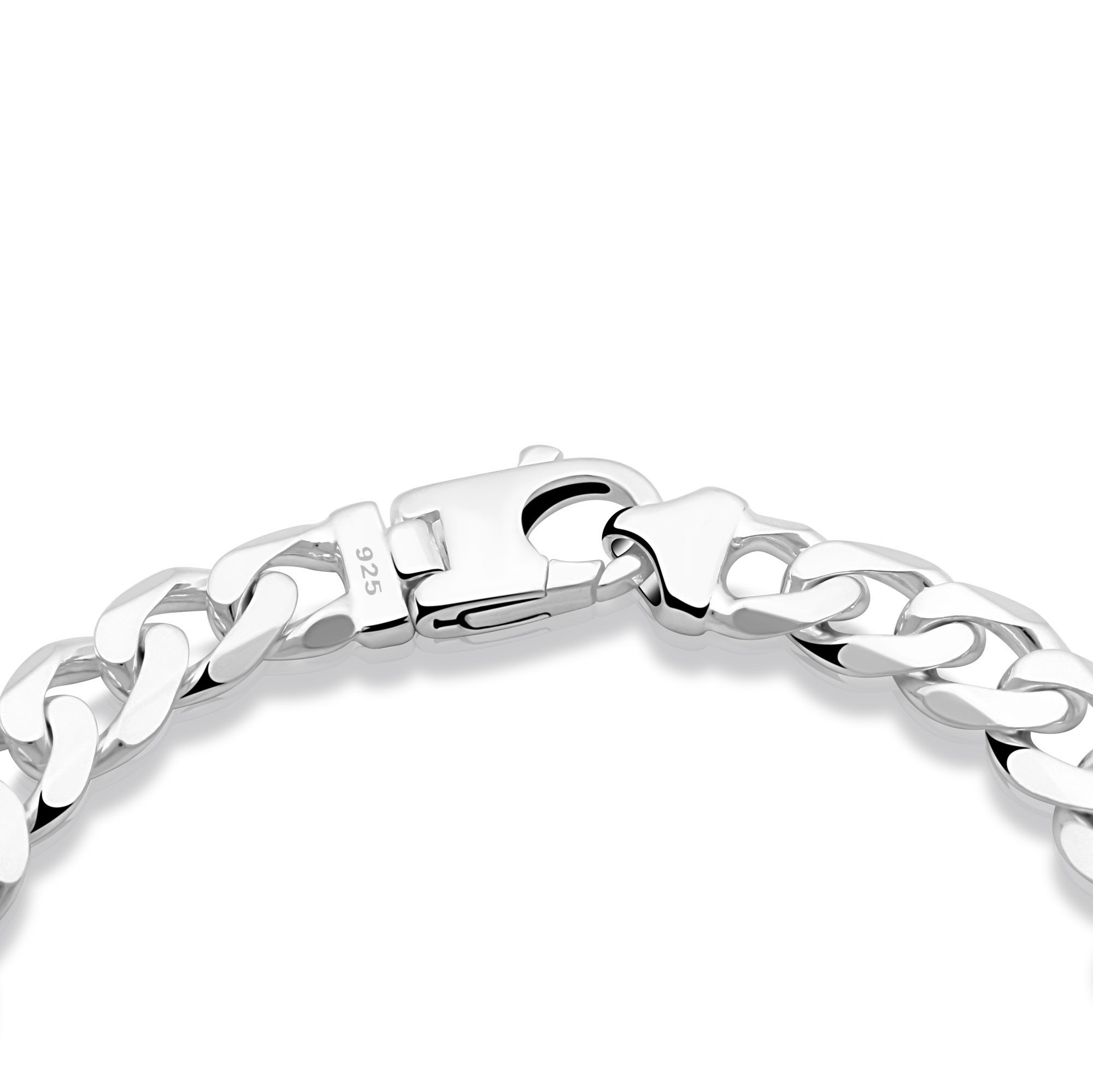 Tony Fein Silberarmband Panzerarmband 9 mm 925er Sterling Silber Massiv Diamantiert, Made in Italy für Damen und Herren – Bild 2 von 5