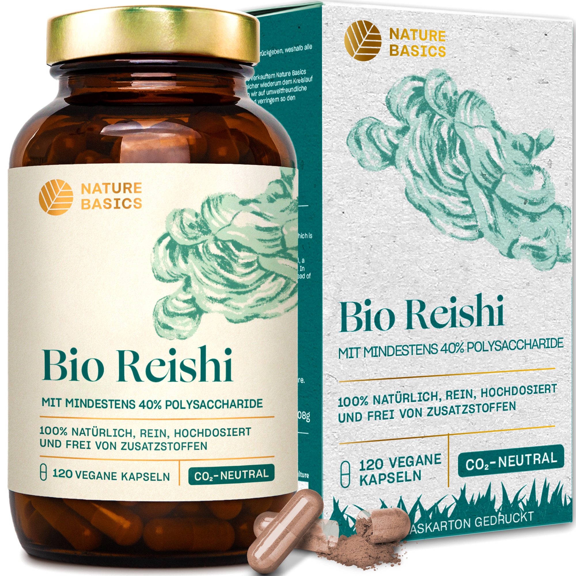 Hochwertiges Bio Reishi 1500mg Vegan & Nachhaltig im Braunglas 120 Kapseln