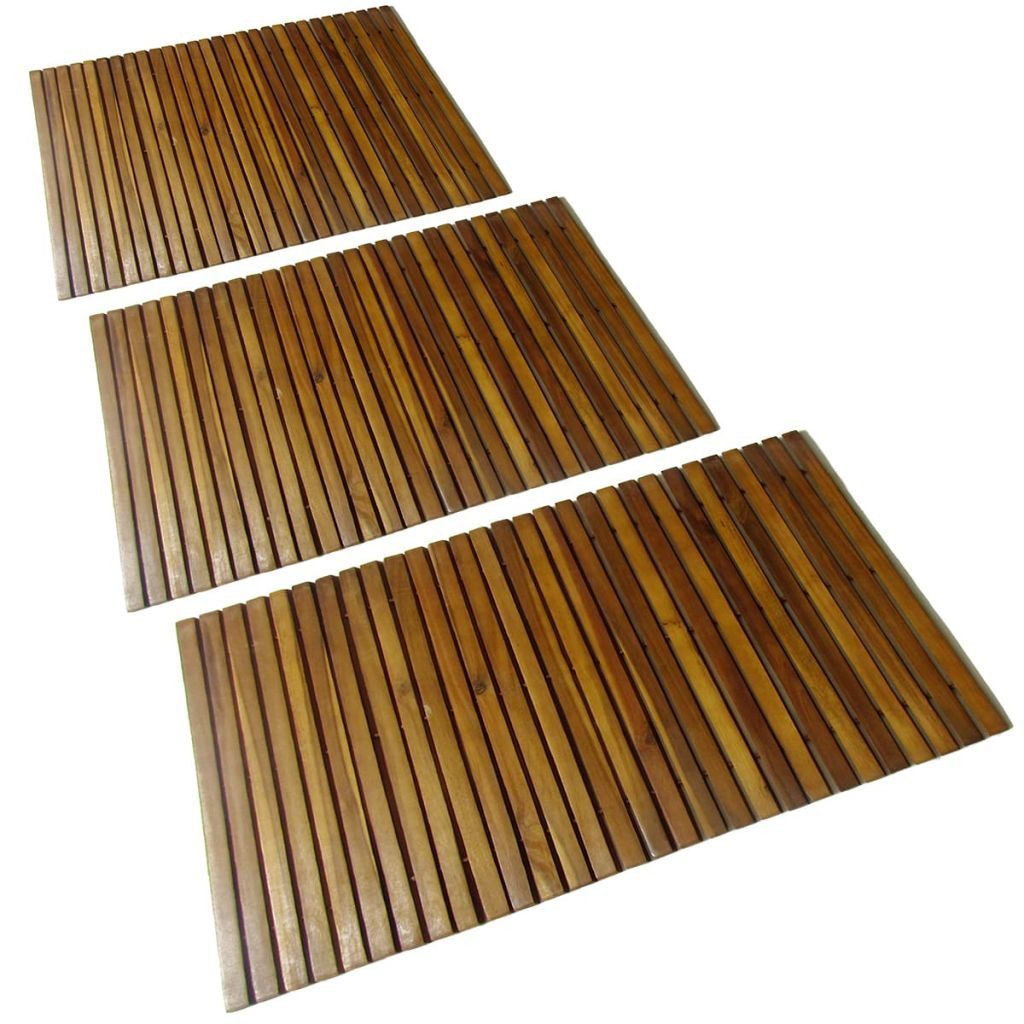 vidaXL Badematte 3 x Akazienholz Badematte 80 x 50 cm Badevorleger Badeteppich, Höhe 50 mm, Holz