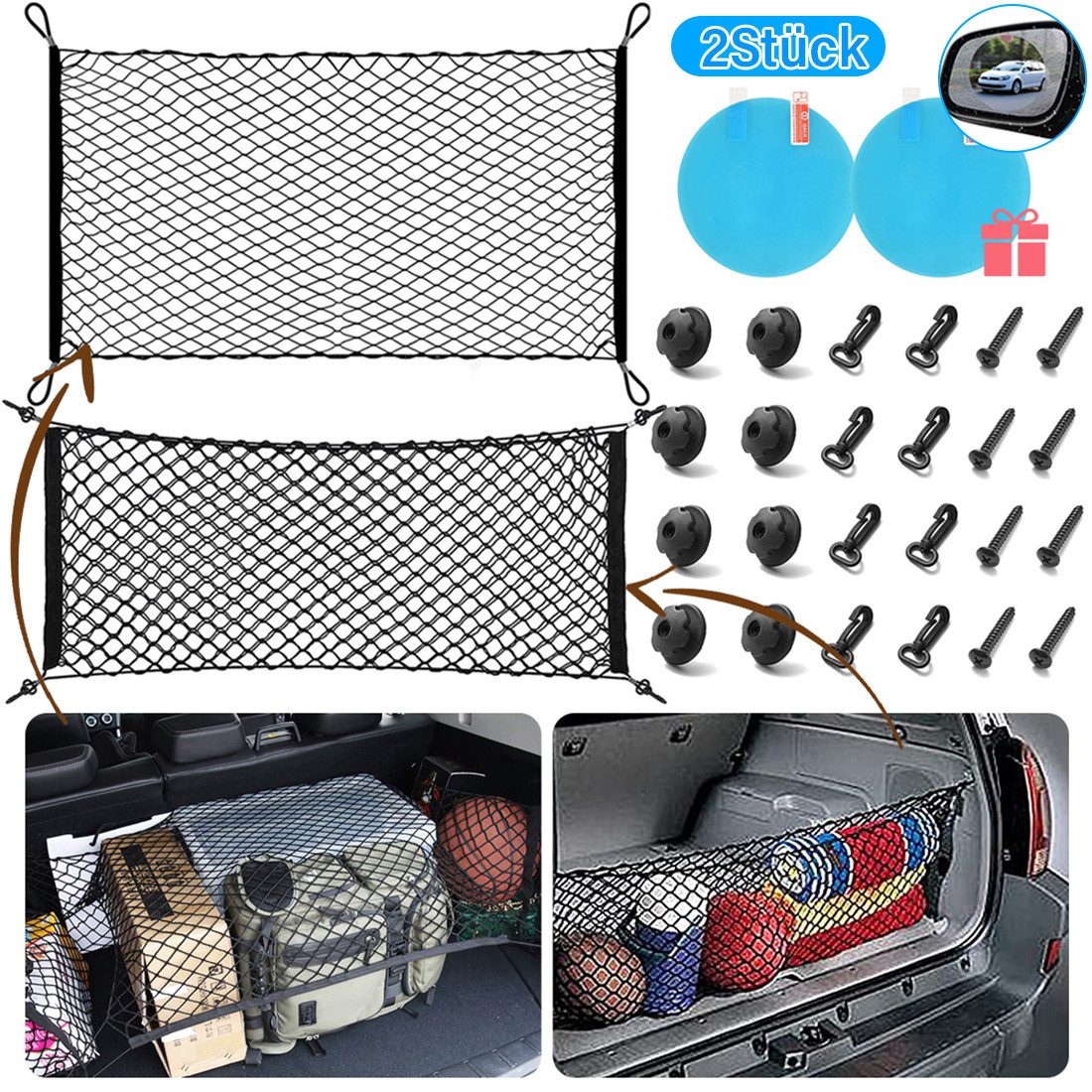 Auto-Rückenlehnentasche 2-St Auto-Rückenlehnentasche Ablagenetz Stretch Netztasche