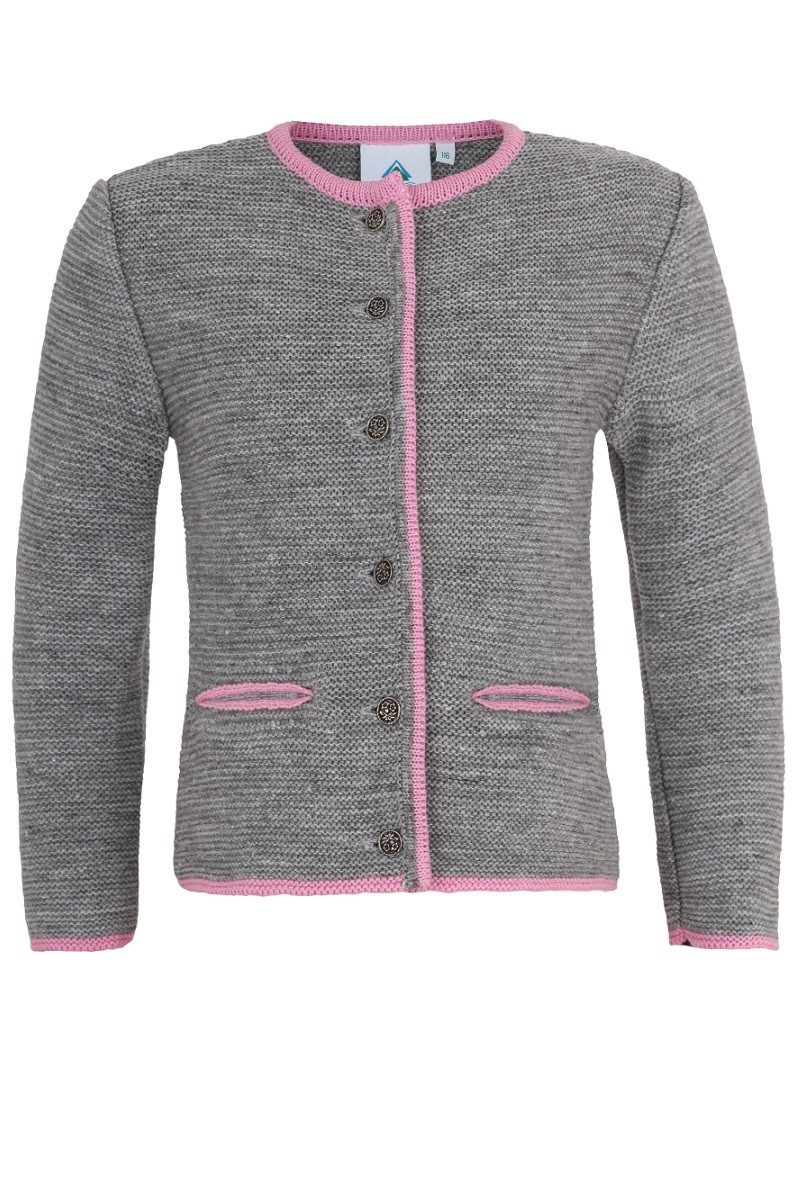 Isar-Trachten Trachtenjacke Strickjacke Kinder - TALESIA - hellgrau