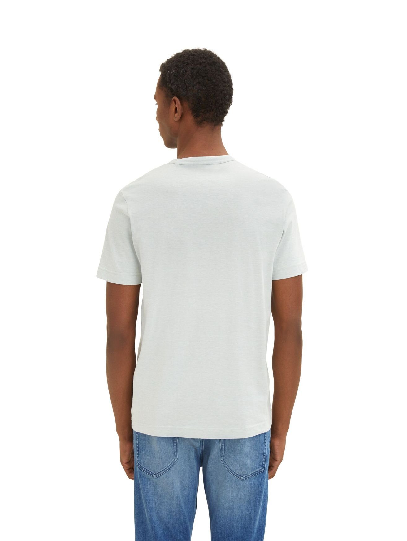 5572 Shirt Bedrucktes TAILOR Weiß Rundhals Print Gestreiftes mit T-Shirt in (1-tlg) T-Shirt TOM