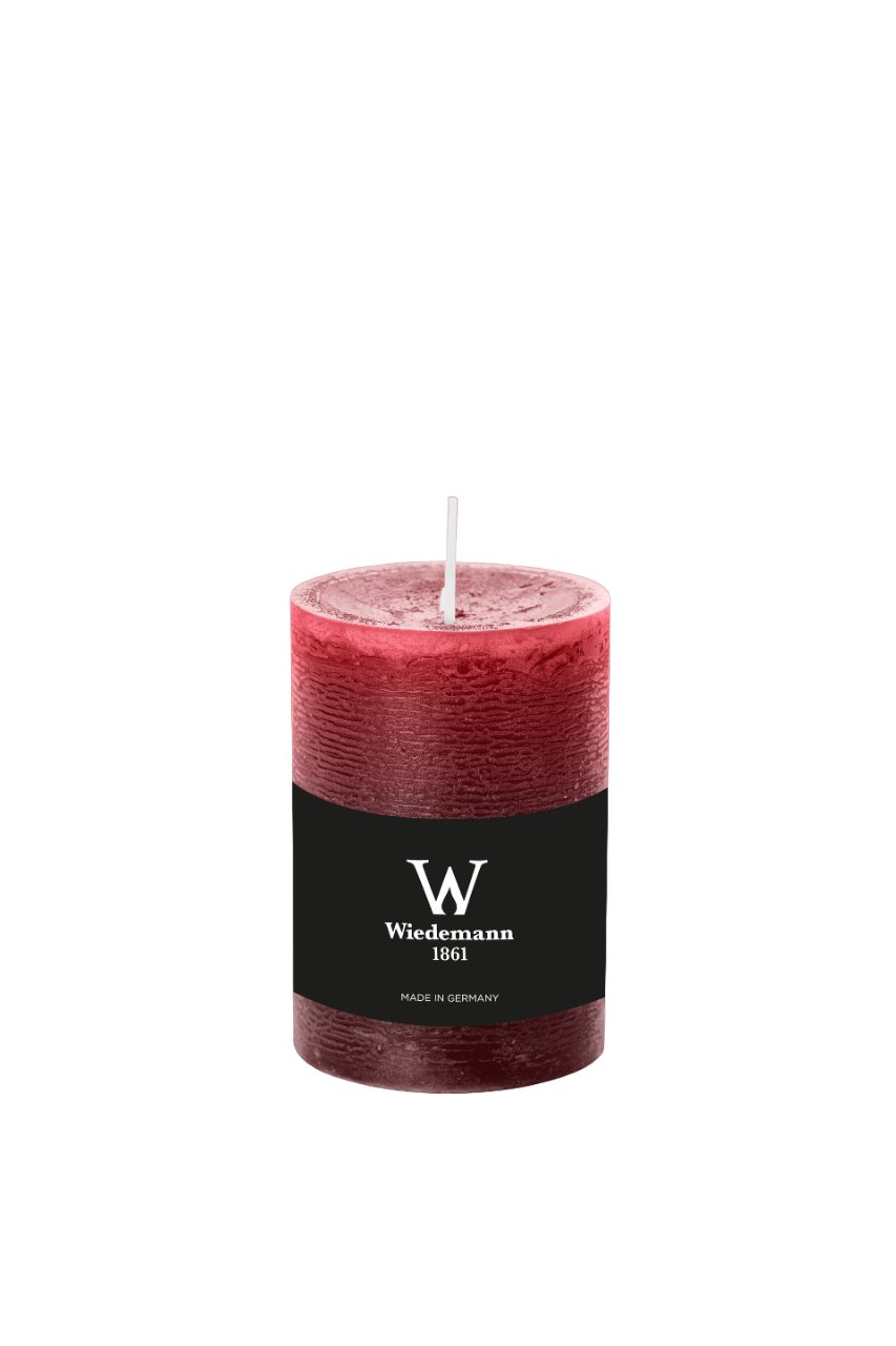 Wiedemann Kerzen Rustic-Kerze Wiedemann MARBLE Rustic KERZEN, Größe 100x68 mm, durchgefärbt, ASF inkl., mit Banderole Bordeaux | Wachskerzen