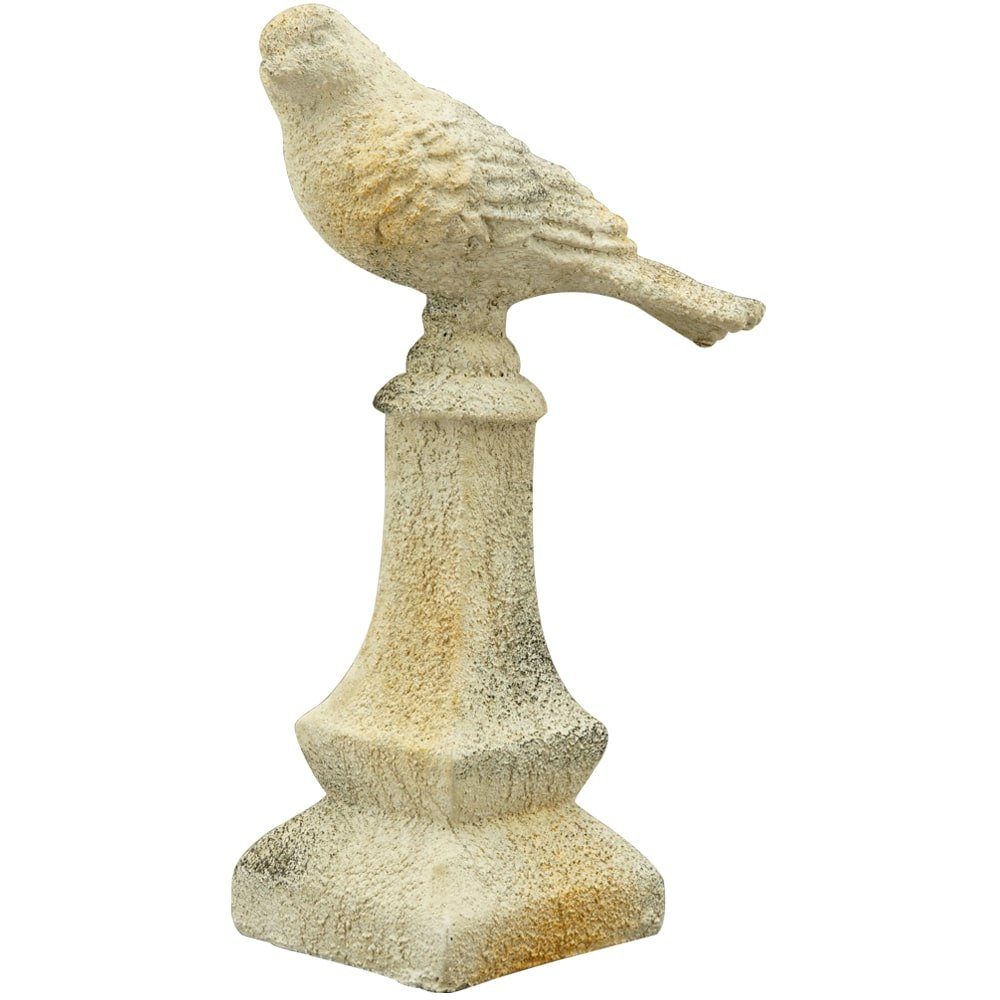 matches21 HOME & HOBBY Gartenfigur Vogelstatue Figur Antik Vogel Podest Gartendeko creme 26 cm, (1 St)