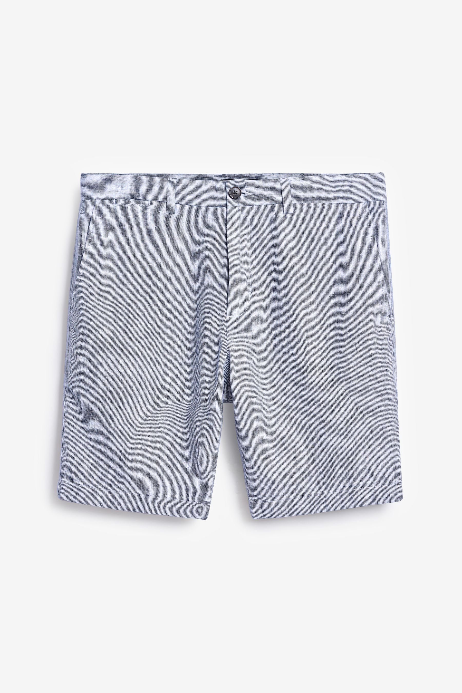 Next Chinoshorts Chino-Shorts aus Baumwolle und Leinen (1-tlg) Light Blue
