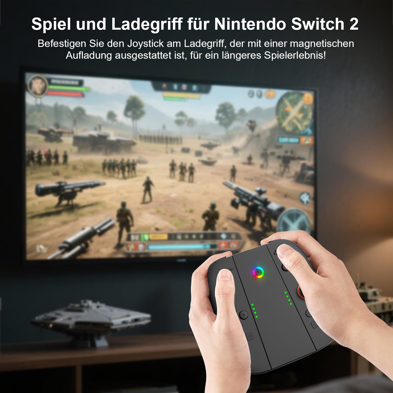 Forrlite Ladegriff für Switch 2 Joycons, Magnetischer Griffcontroller Ladegerät Zubehör Nintendo (Ladegriffständer mit LED-Anzeige, Tragbares Ergonomisches Design Verschleißfeste Komfort Griff, Switch 2 Konsole JoyCon Controller, Spielen während des Ladevorgangs)