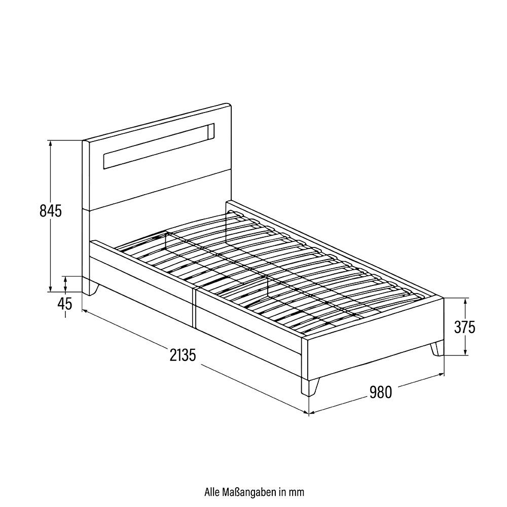 HOME DELUXE Bett NUBE mit Schubladen - 90 x 200cm - wahlweise inkl. Matratze, LED Beleuchtung & 2 Schubladen, Jungendbett mit Stauraum