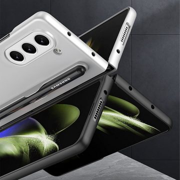 Wigento Handyhülle Für Samsung Galaxy Z Fold5 5G Schutzhülle mit Stift-Halter Handyhülle