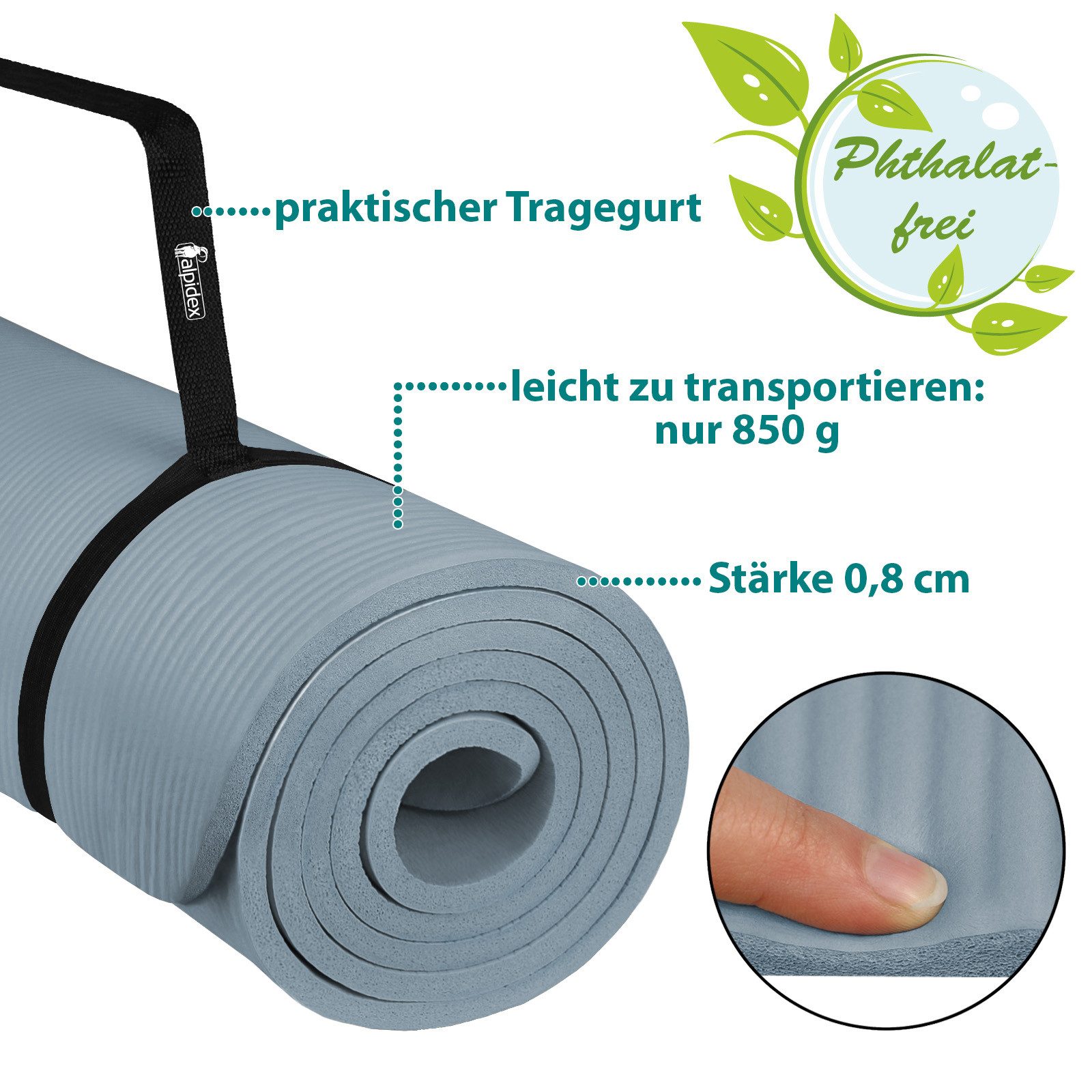 ALPIDEX Yogamatte ALPIDEX Yogamatte 183 x 60 x 0.8 cm – Bild 5 von 5