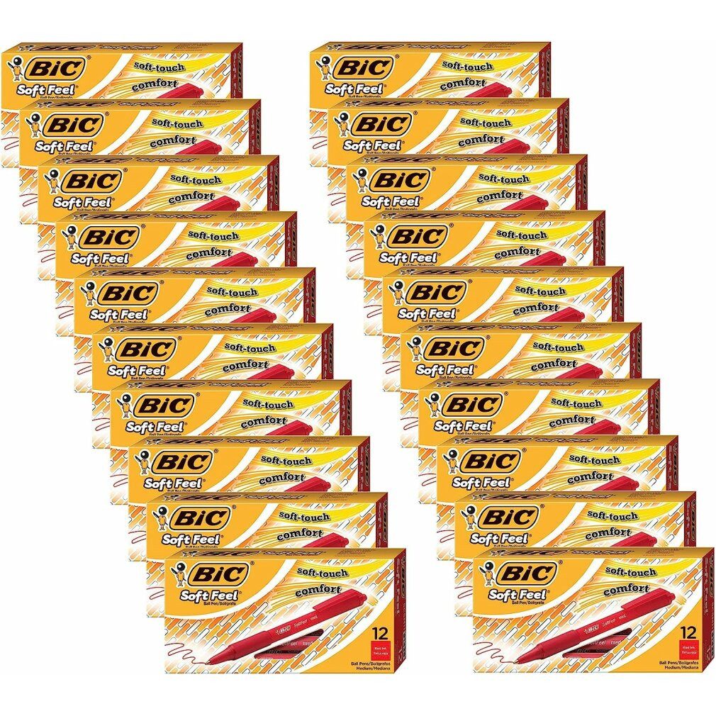 BIC Druckkugelschreiber 12 Kugelschreiber SOFT Feel rot Schreibfarbe rot