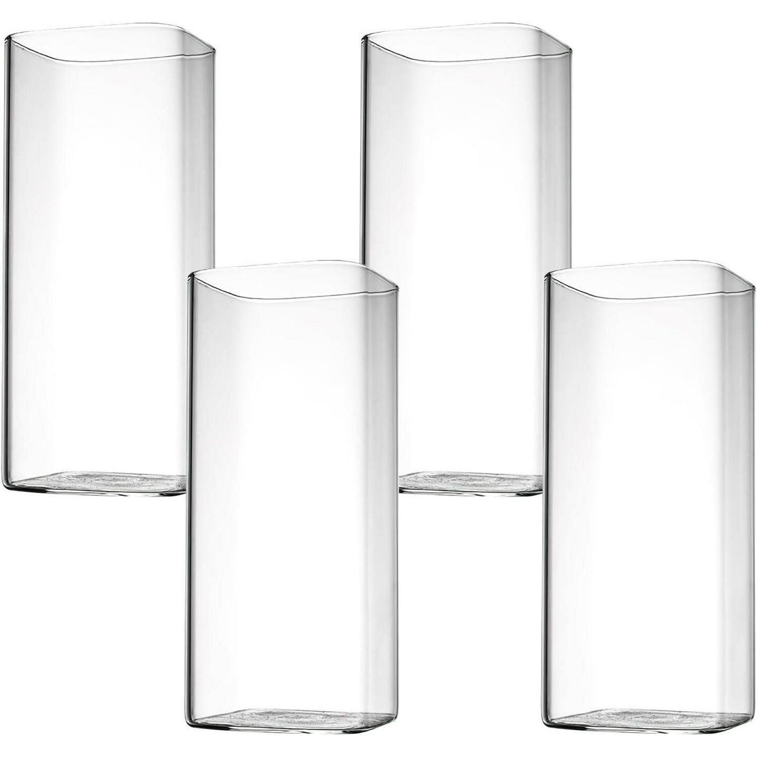LuxusKollektion Longdrinkglas Viereckige Cocktailgläser 4 Stück 400ml Elegante Wassergläser Set