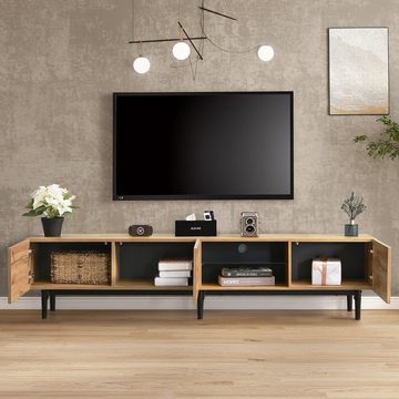 REDOM TV-Schrank TV-Lowboard Sideboard Beistellschrank (mit Holzmaserung, variable LED-Leuchten) 7 Arten von LED-Leuchten, Verschiedene Funktionen