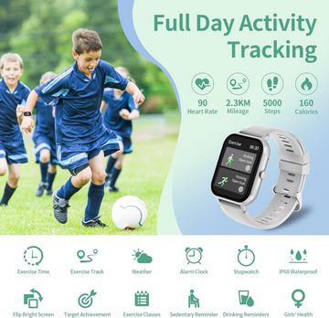 JUBUNRER Fur Kinder Jungen Mädchen Fitness Tracker Smartwatch (1.37 Zoll, Android / iOS), mit Herzfrequenz Schlaf Schrittzähler Wecker SportSpielIP68Wasserdicht