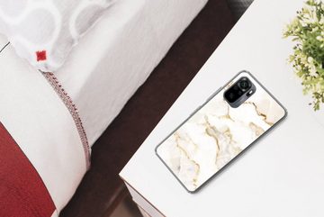 MuchoWow Handyhülle Marmor - Limette - Gold - Luxus - Marmoroptik - Weiß, Phone Case, Handyhülle Xiaomi Redmi Note 10, Silikon, Schutzhülle