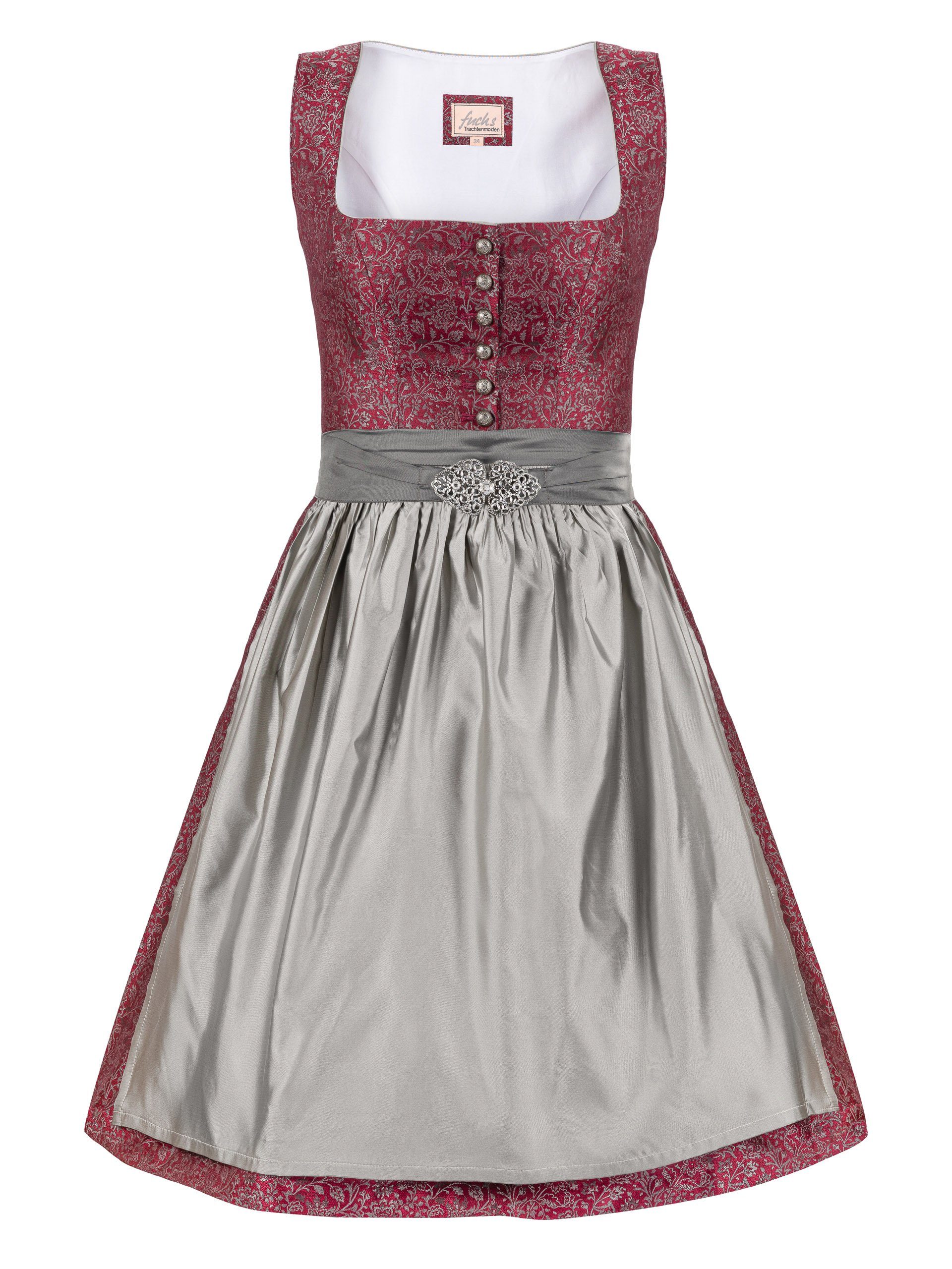 Trachten24.de Dirndl Midi Dirndl Babett weinrot (2-tlg) Rockteil 60cm