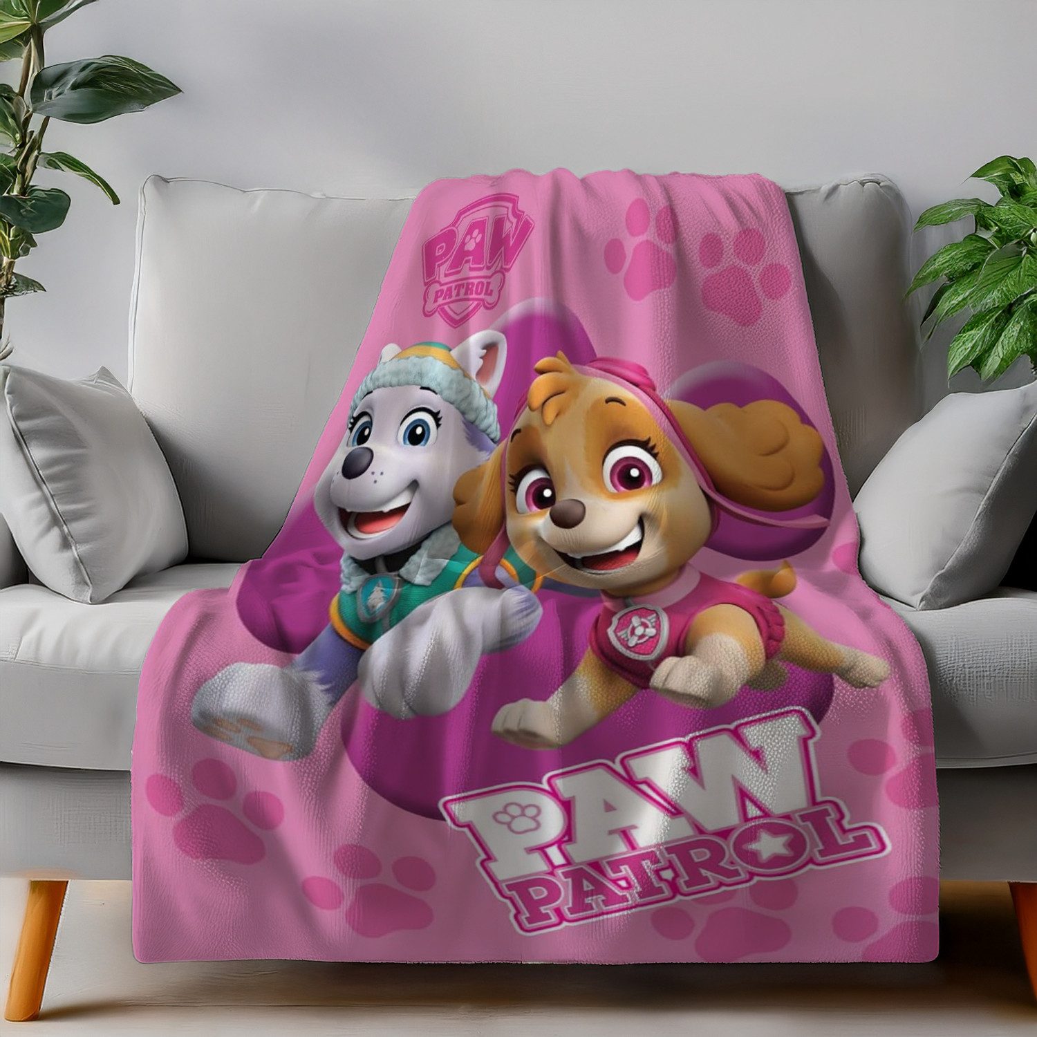 Wohndecke Paw Patrol Fleecedecke Schmusedecke Kuscheldecke rosa 100 x 140 cm, BrandMac