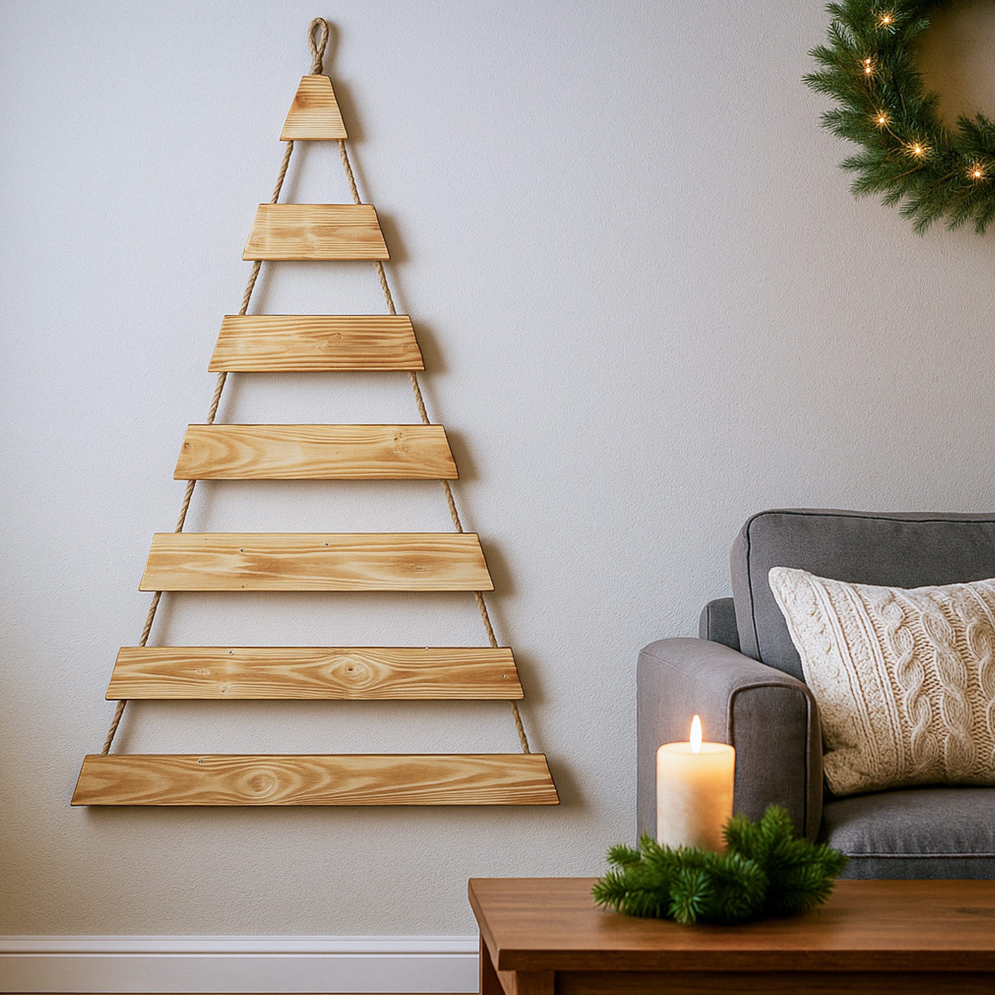 Kistenkolli Altes Land Allzweckkiste Weihnachtsbaum Adventskalender geflammt Deko-Holzleiter zum Aufhängen (Spar-Set, 1er Set)