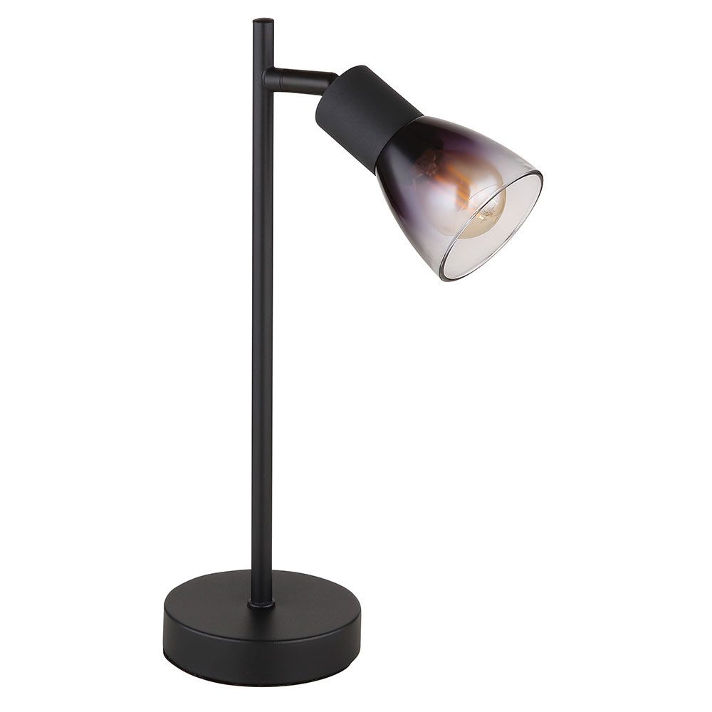 GLOBO LIGHTING Schreibtischlampe, Leuchtmittel nicht inklusive, Tischlampe Schreibtischlampe Wohnzimmerlampe schwarz Rauchglas