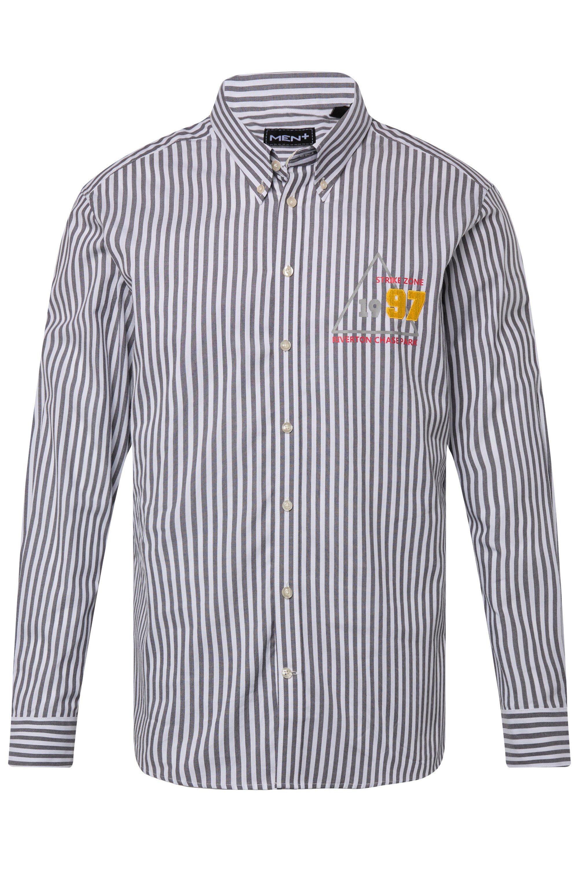 Men Plus Businesshemd Streifenhemd Langarm Buttondown-Kragen Modern Fit