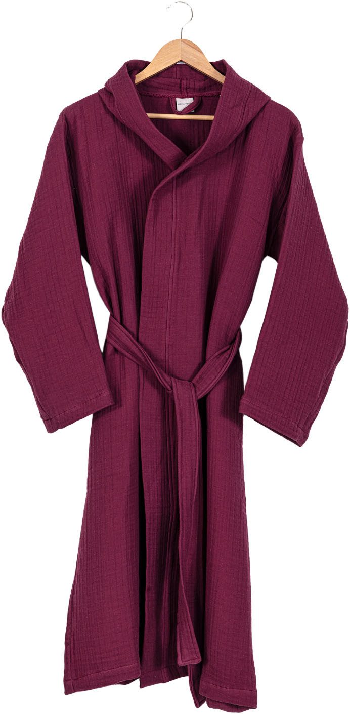 Egeria Morgenmantel Balance mit Kapuze, Baumwolle, Kapuze, Gürtel, Musselinstoff