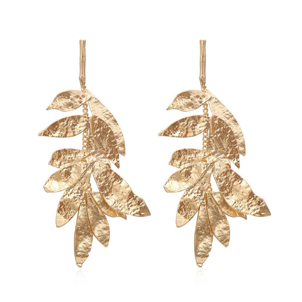 Invanter Paar Ohrhänger Goldene Blatt Cluster Ohrringe für Frauen, Weihnachtsgeschenk, Inklusive Geschenktüte