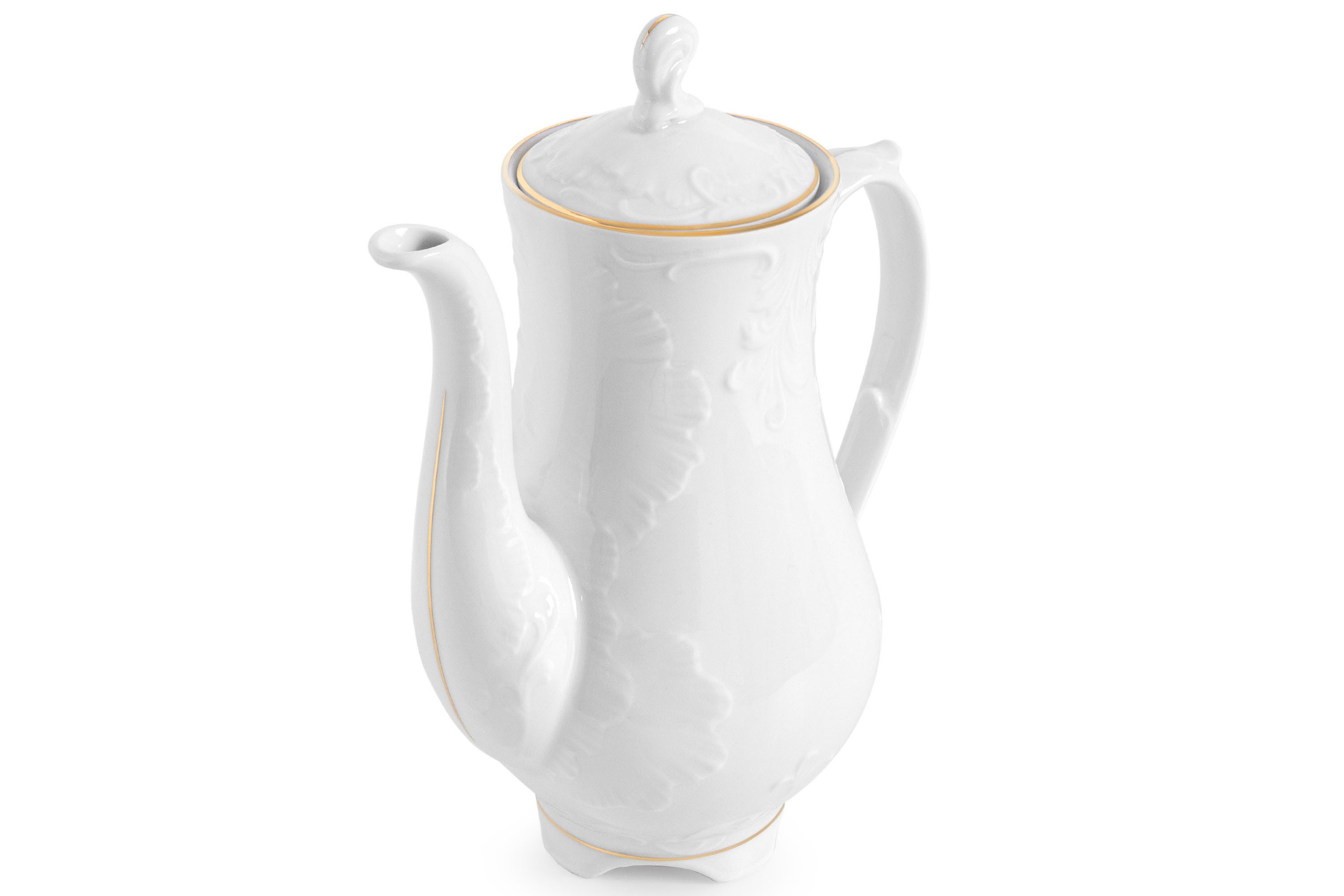 KONSIMO® Teekanne CMIELOW ROCOCO Kannen, Kaffeekanne, Porzellankanne, 1.2 l, Hochwertiges Premium-Porzellan, mit Deckel, in echtem Gold bemalt