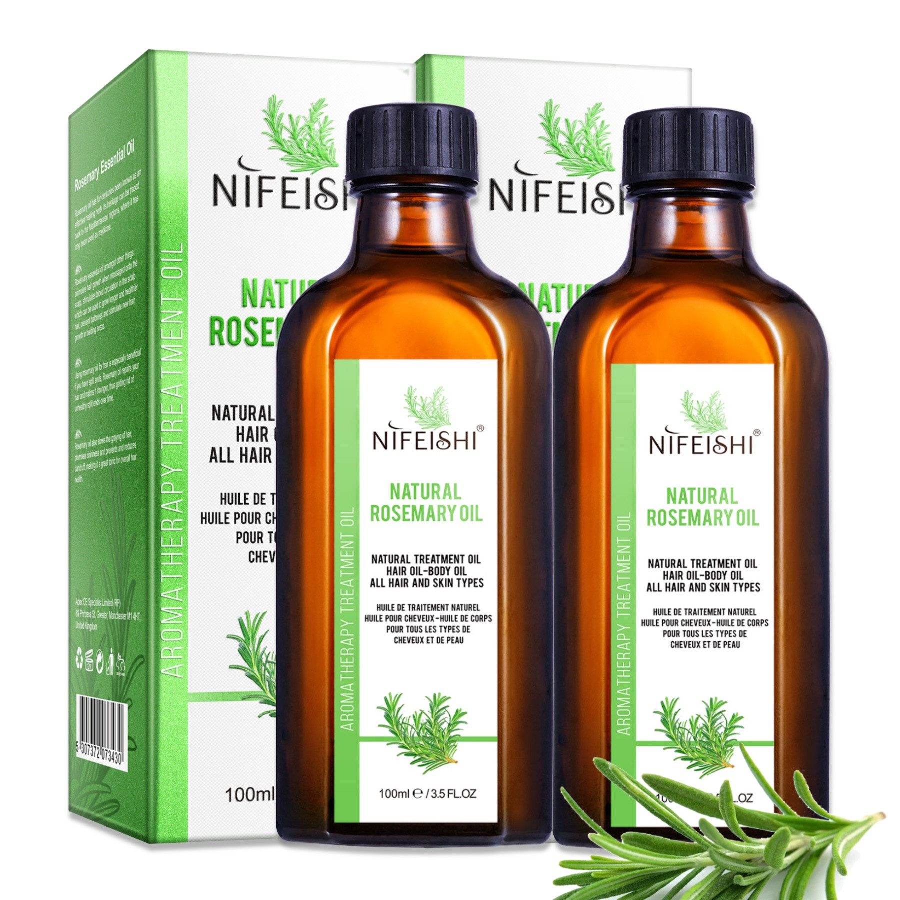 P-Beauty Cosmetic Accessories Haaröl Rosmarinöl naturreines Ätherisches Öl Haarpflege Augenbrauen Wimpern, 2-tlg., Rosmarinöl