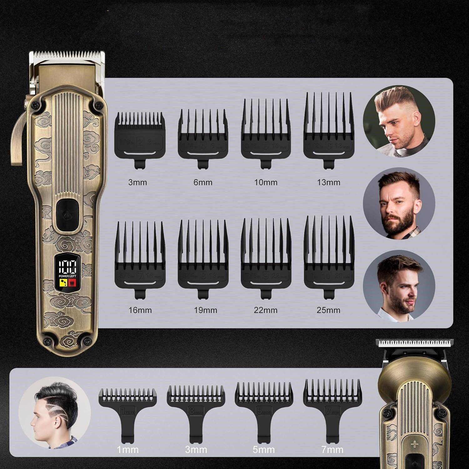 Scttomon Haar- und Bartschneider HT-6081, Haarschneidemaschine Set, Haarschneider, Barttrimmer 4 IN 1, Elektrorasierer
