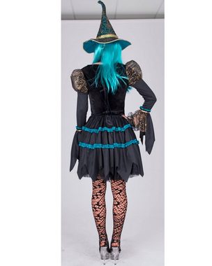 Funny Fashion Hexen-Kostüm Petrol Patty für Damen - Kurz - Halloweenkostüm Karneval Fasching