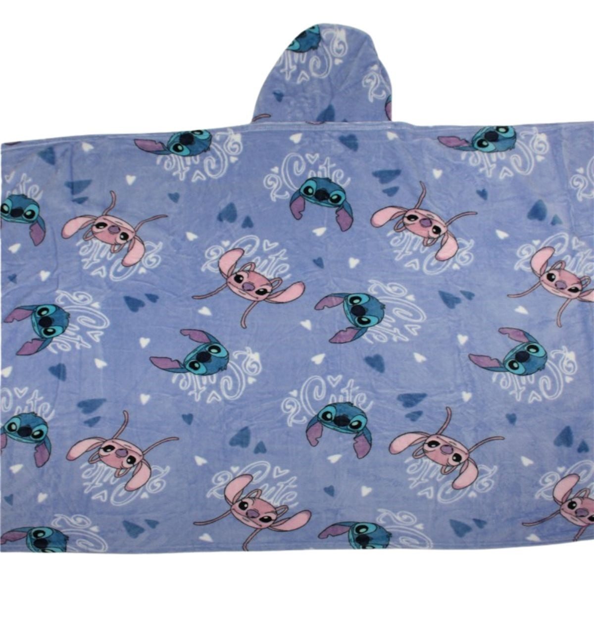 Wohndecke - Kuscheldecke mit Kapuze für Kinder – weich & wärmend – 120x150 cm, Lilo & Stitch, integrierte Kapuze, maximalen Tragekomfort