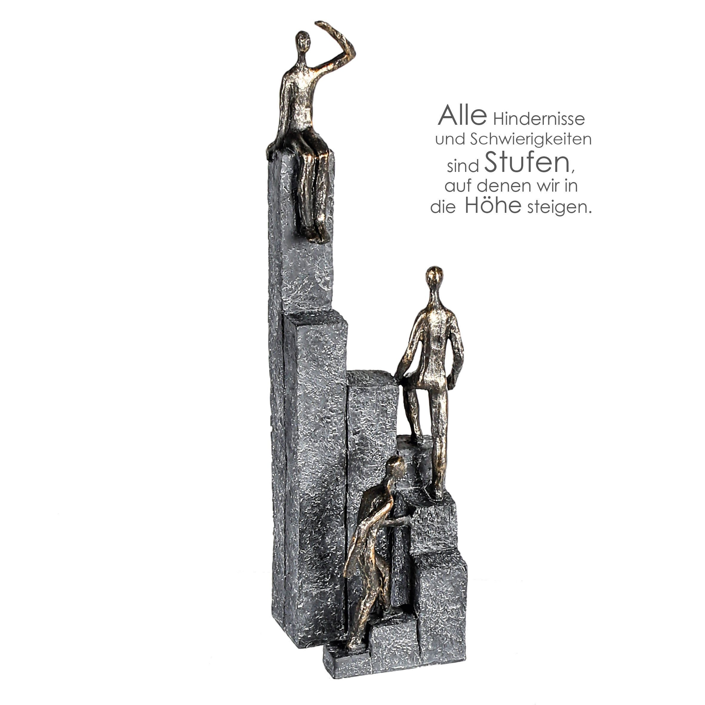 GILDE Skulptur CLIMBING Skulptur - bronze - Kunstharz - H. 39cm x B. 10cm - Figur (1 Stück), Große runde Dekoskulptur - Exklusive Figur für Ihr Zuhause