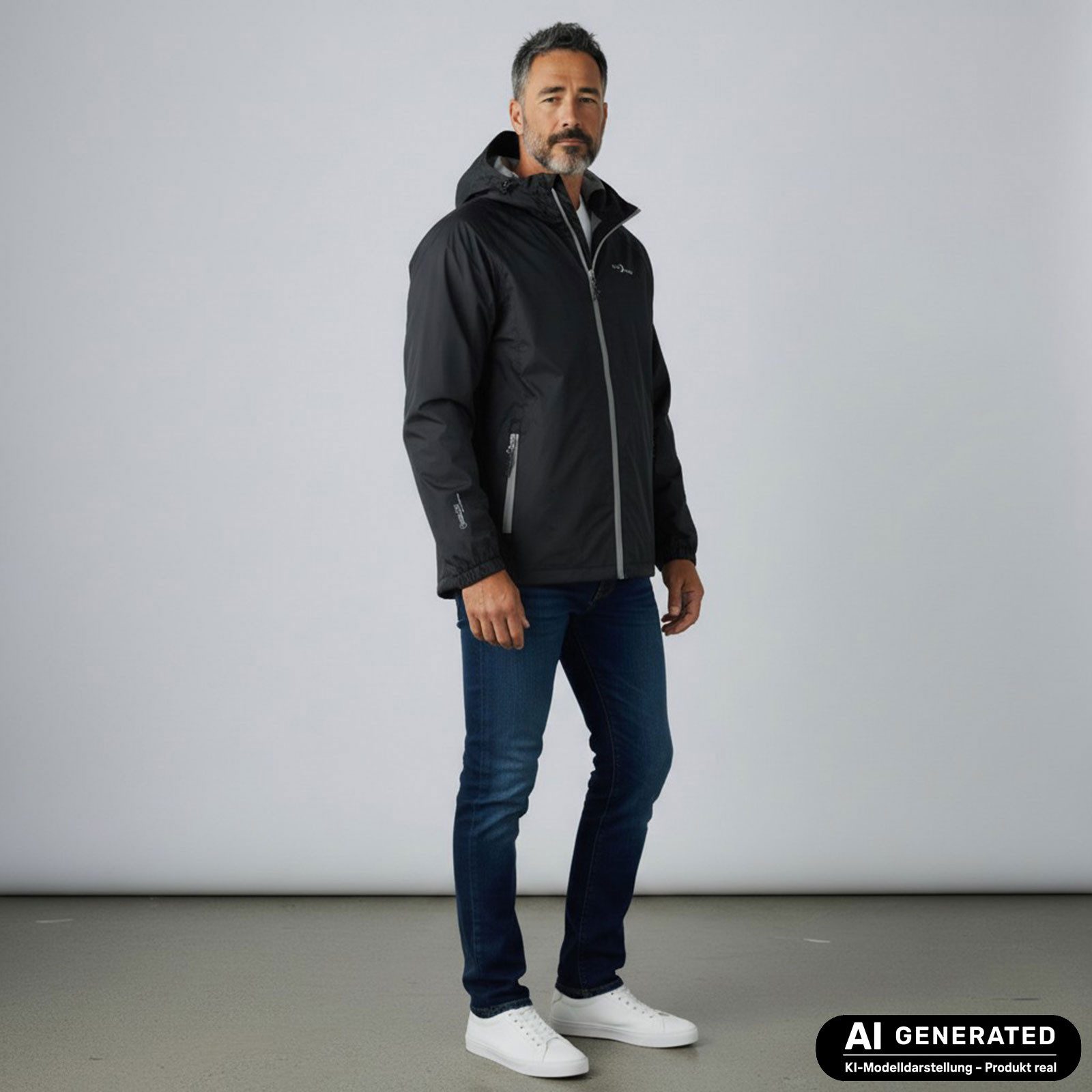 Blue Wave Funktionsjacke Fabian Herren Regenjacke - Wander- & Fahrradjacke inklusive Packsack Wasserdicht, Winddicht, Atmungsaktiv, Verschweißte Nähte, Mesh-Fut – Bild 3 von 5