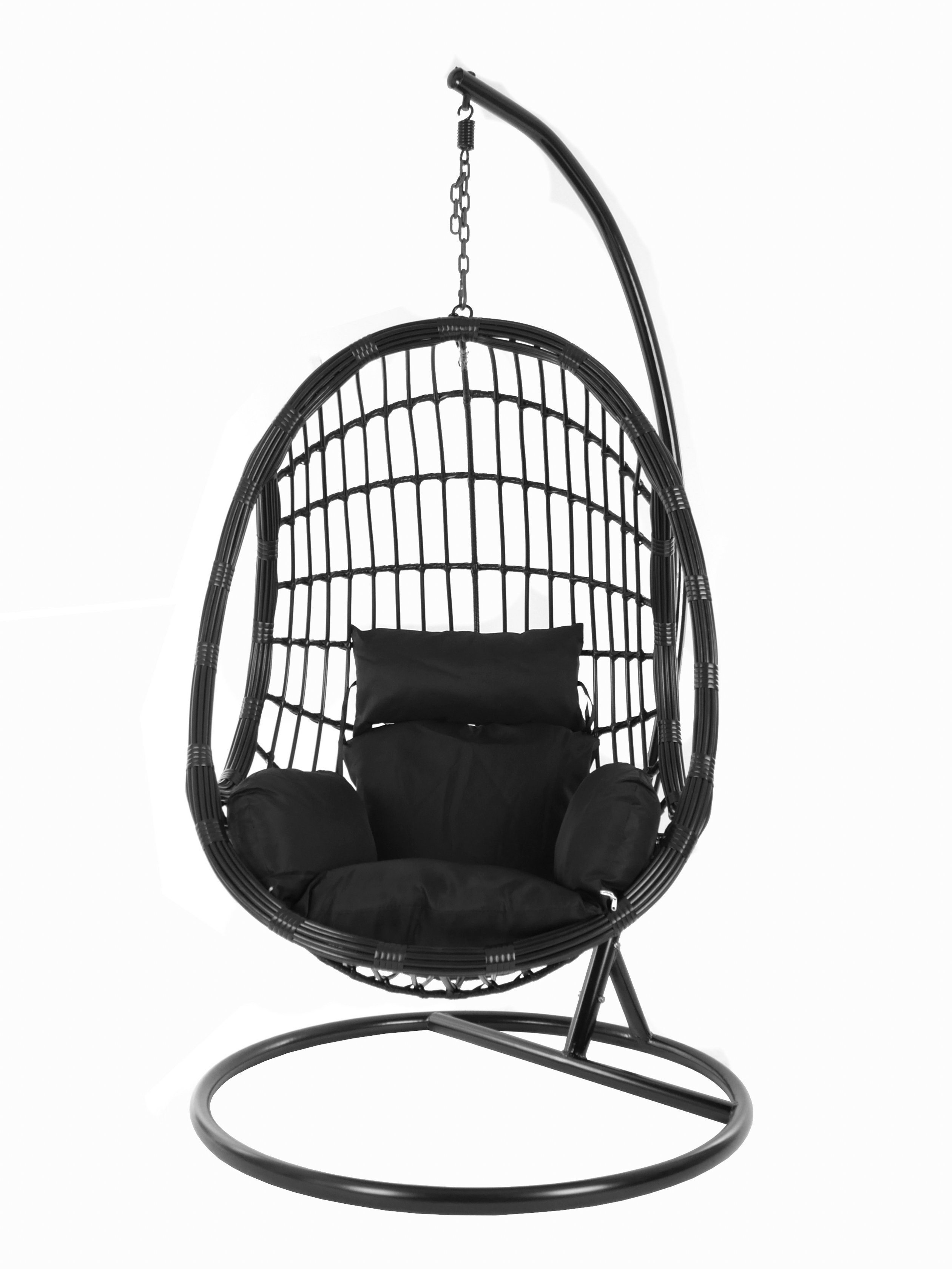 Nest-Kissen Hängesessel Hängesessel Gestell Chair, black, und Kissen, black) (9999 mit schwarz KIDEO PALMANOVA Schwebesessel, Swing
