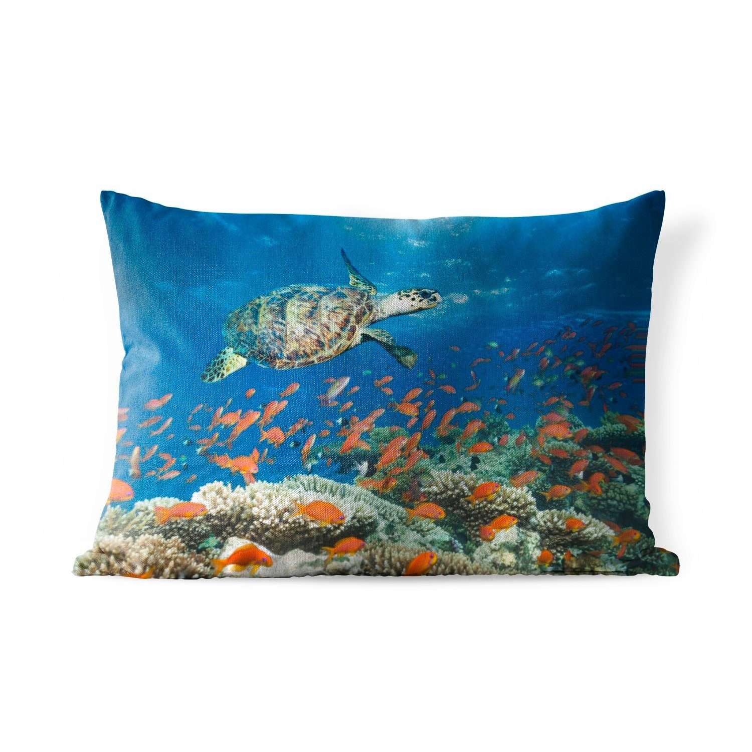 MuchoWow Dekokissen Korallenriff Kissenhülle mit Schildkröte, Polyester, Dekokissenbezug, Outdoor-Dekorationskissen