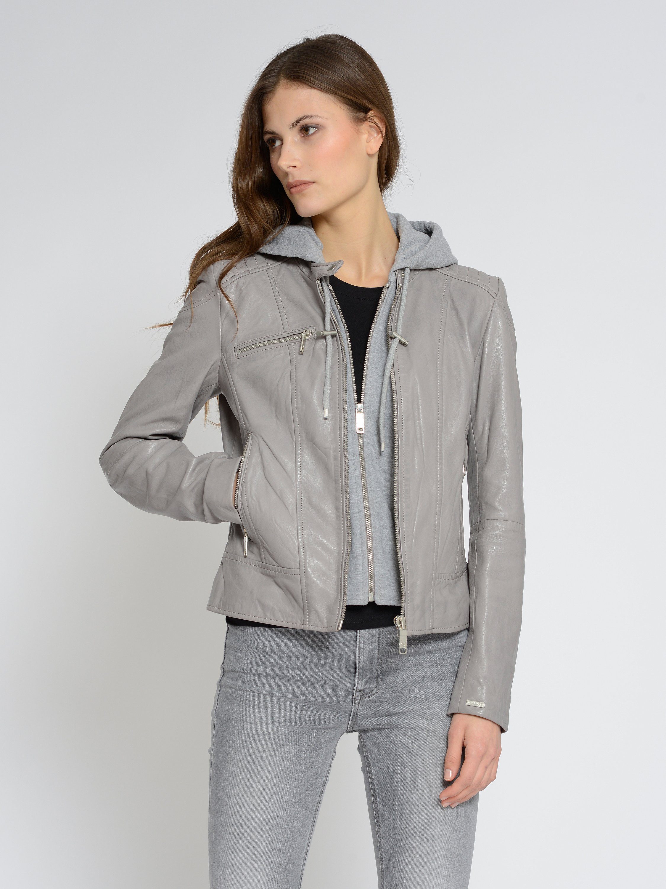 grey Mico Lederjacke Maze