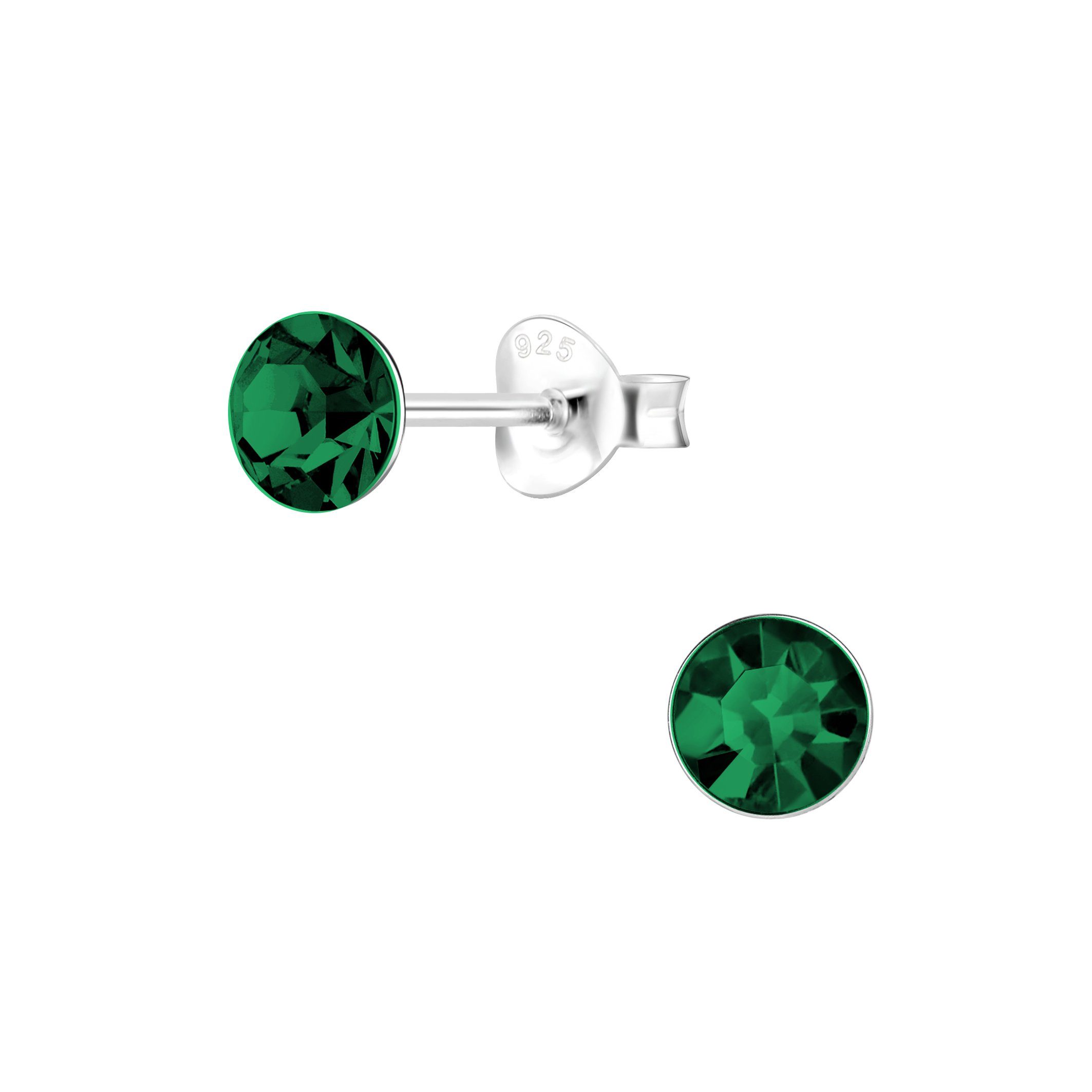 ALEXANDER YORK Paar Ohrstecker 5 Silber mm 2-tlg., Sterling KRISTALL emerald, 925