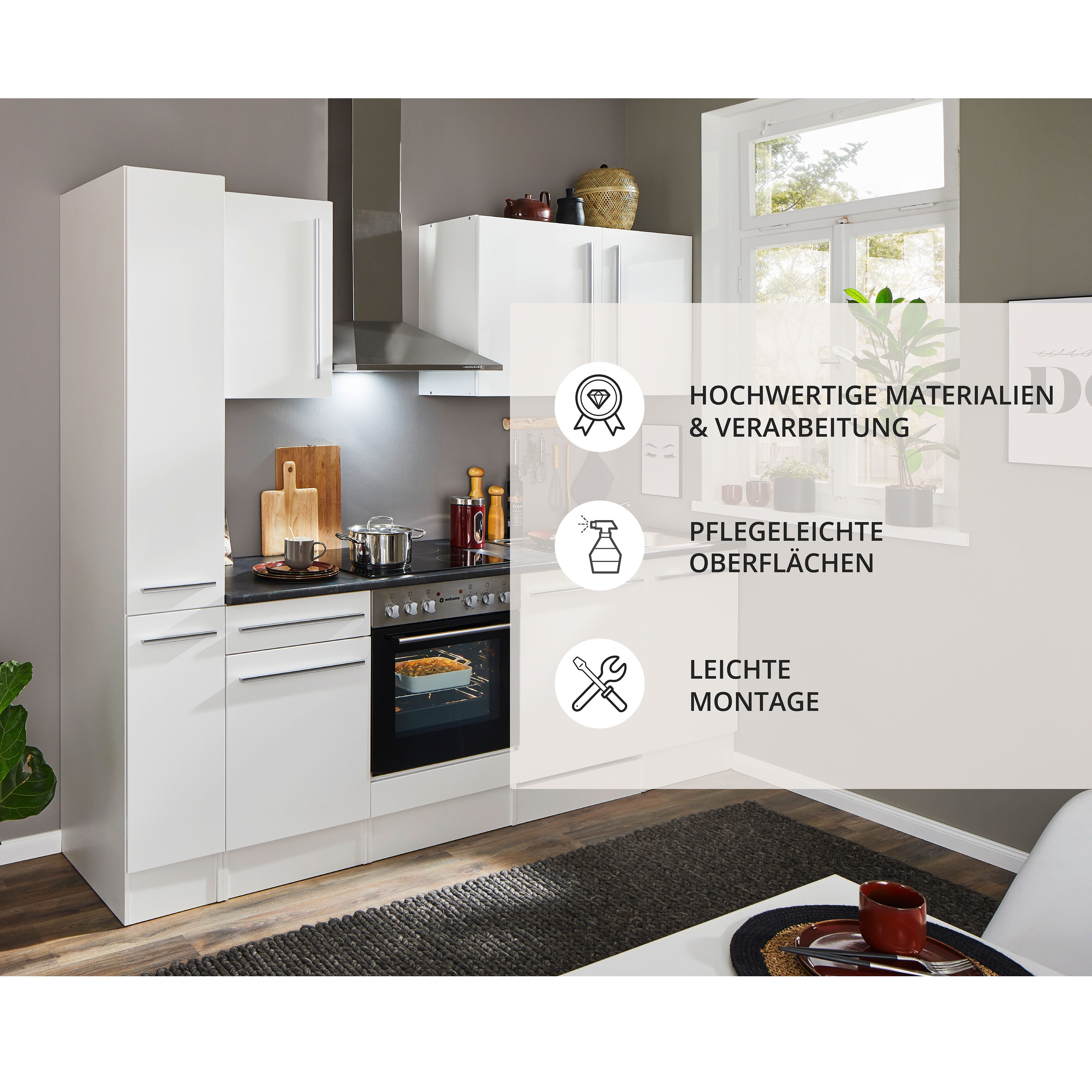 BASIC by Balculina Küchenzeile Jazz, Breite 250 cm, wahlweise mit E-Geräten