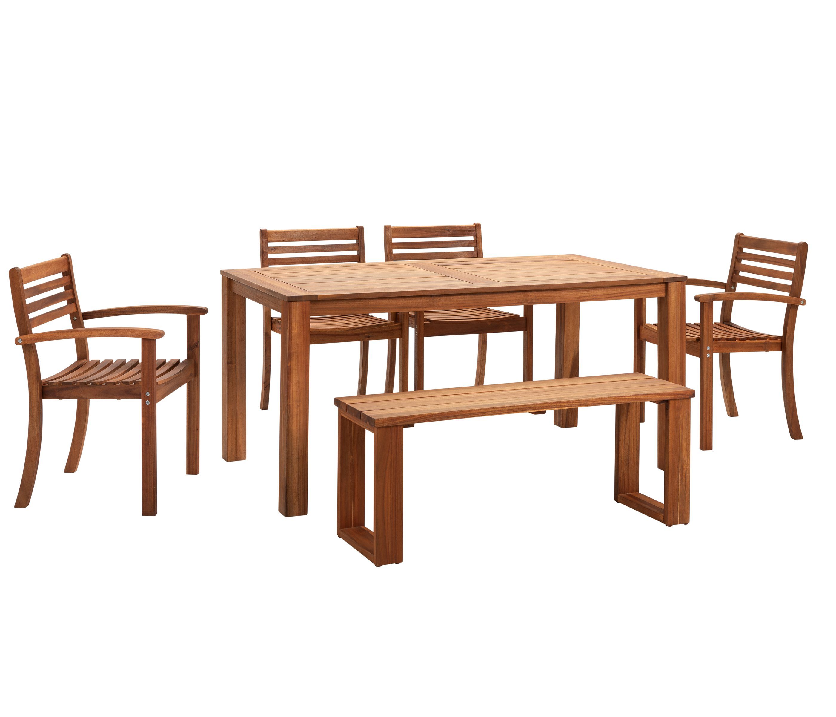 Dehner Balkonset Gartenbank Macao, 2-Sitzer, 115 x 45 x 35 cm, modern-schlichte Gartenbank aus FSC®-zertifiziertem Akazienholz