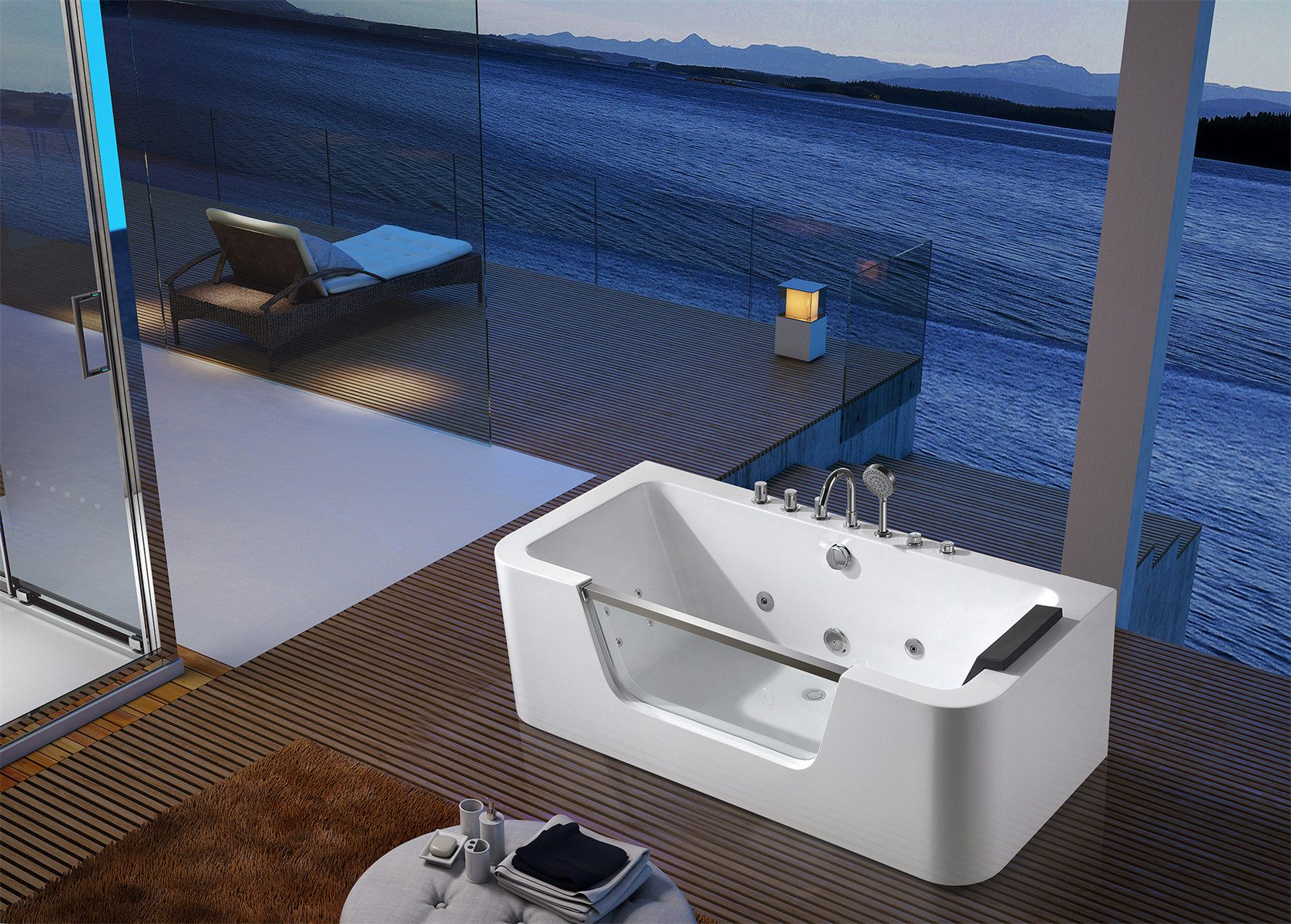 Xlmoebel Whirlpool Luxuriöse Entspannungsbadewanne Komplettset 170x80cm Badewanne, (1-tlg., Badewanne), Hergestellt in Europa